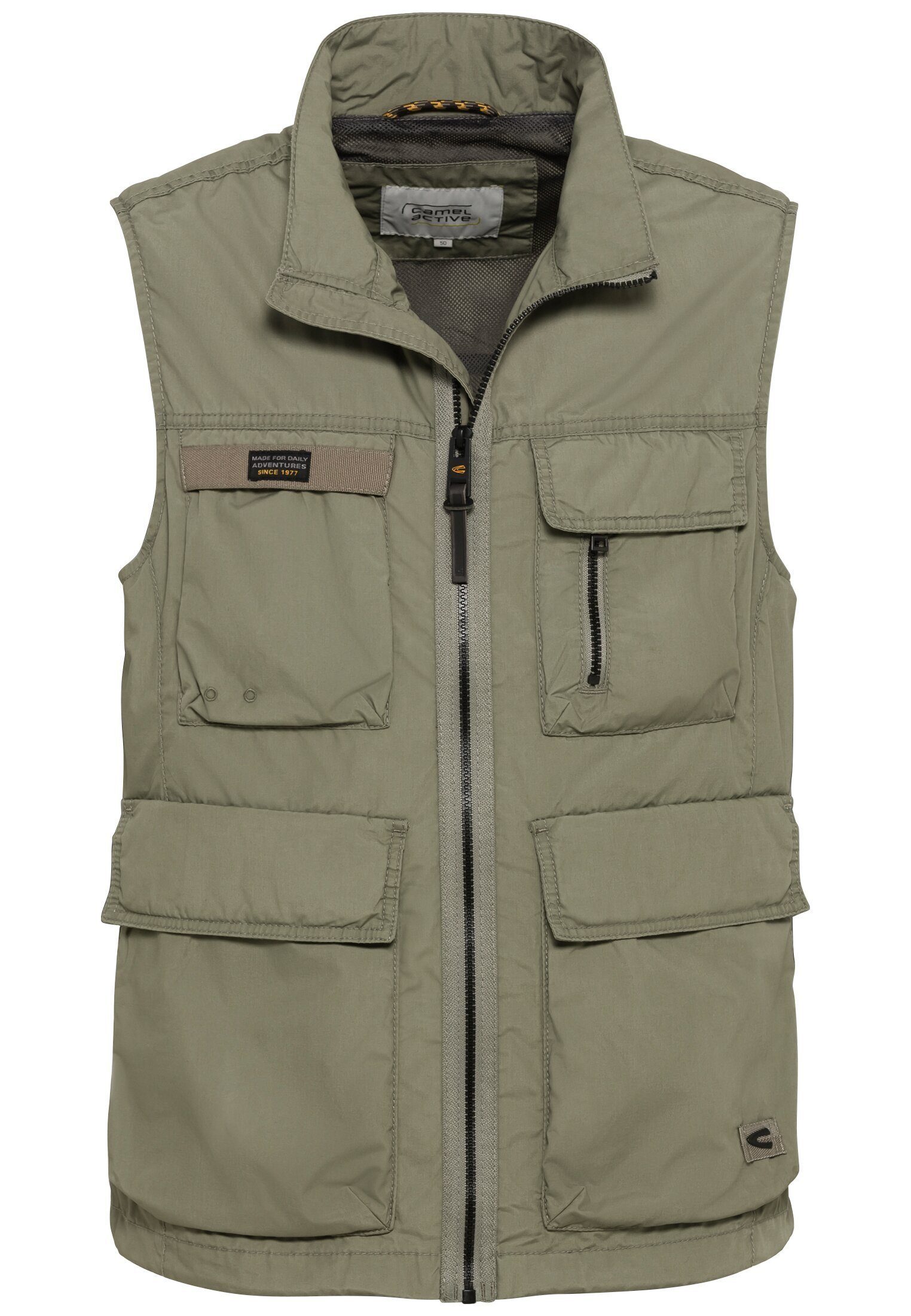 Funktionsweste Stehkragen Khaki active mit camel Weste_Outdoor-Weste