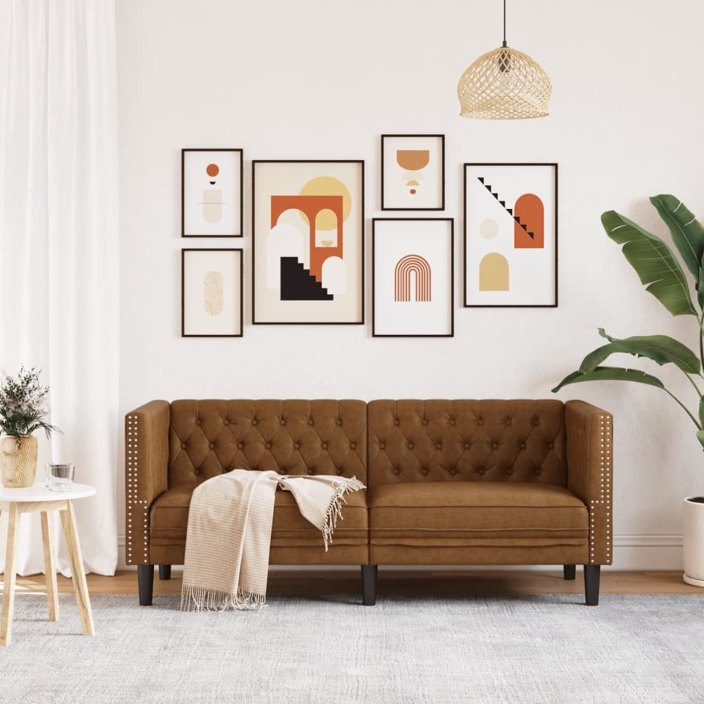 vidaXL Sofa Chesterfield-Sofa 2-Sitzer Braun Kunstleder günstig online kaufen