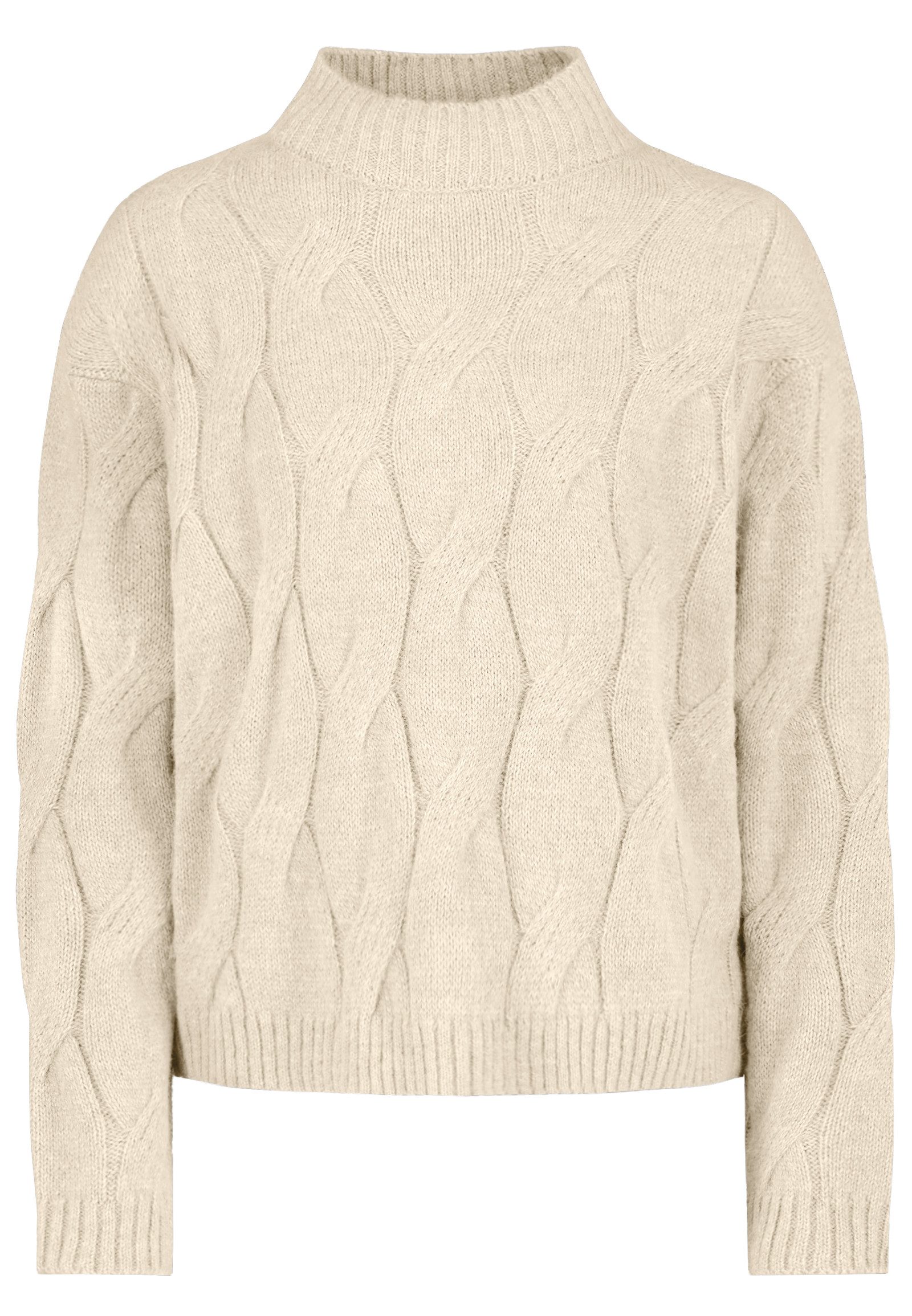 Eight2Nine Strickpullover Damen Zopfstrick Pullover grobes Zopfmuster, Wollanteil