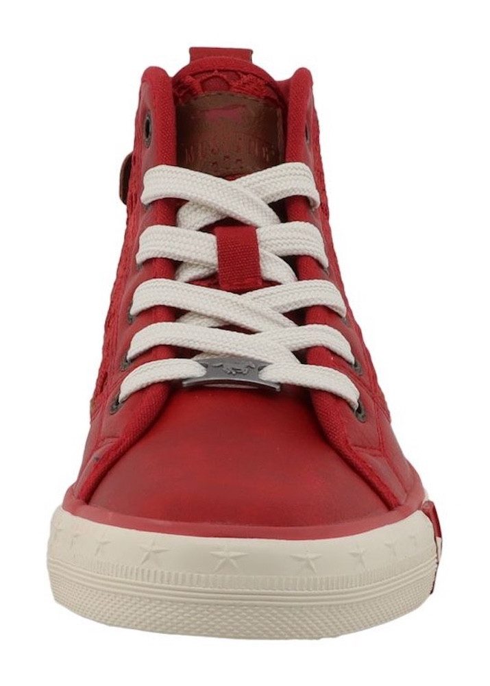 Mustang Shoes Winona Sneaker Schnürboots, High Top-Sneaker mit Blüten-Stickerei – Bild 4 von 5
