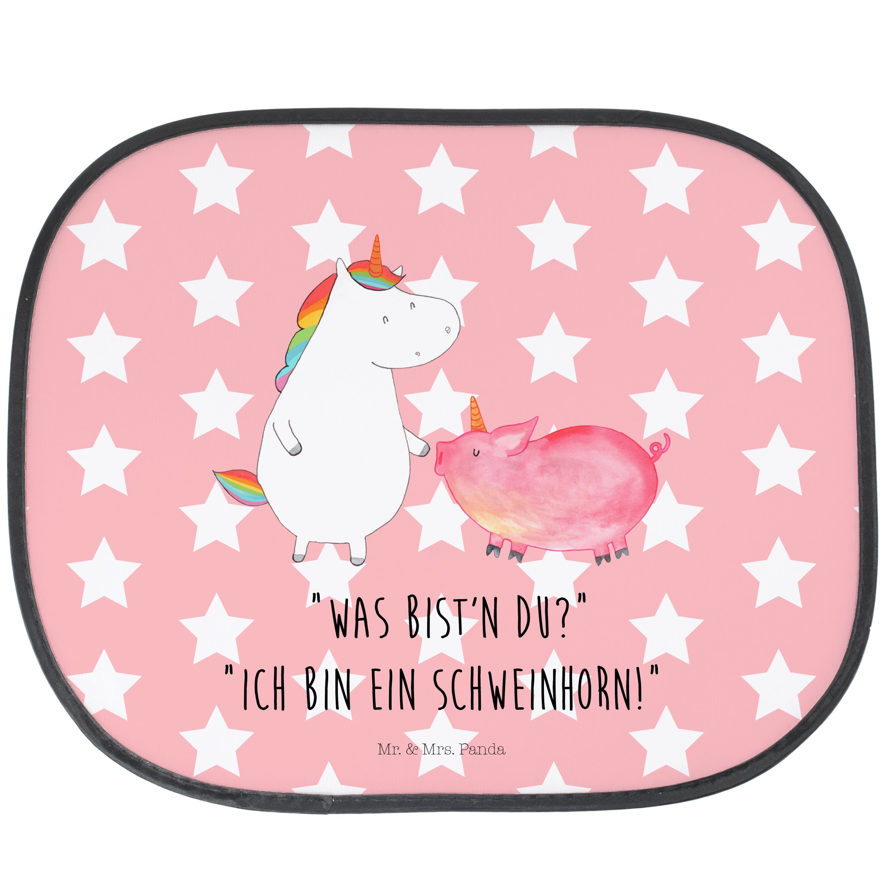 Sonnenschutz Einhorn + Schweinhorn - Rot Pastell - Geschenk, Unicorn, Einhörner, S, Mr. & Mrs. Panda, Seidenmatt