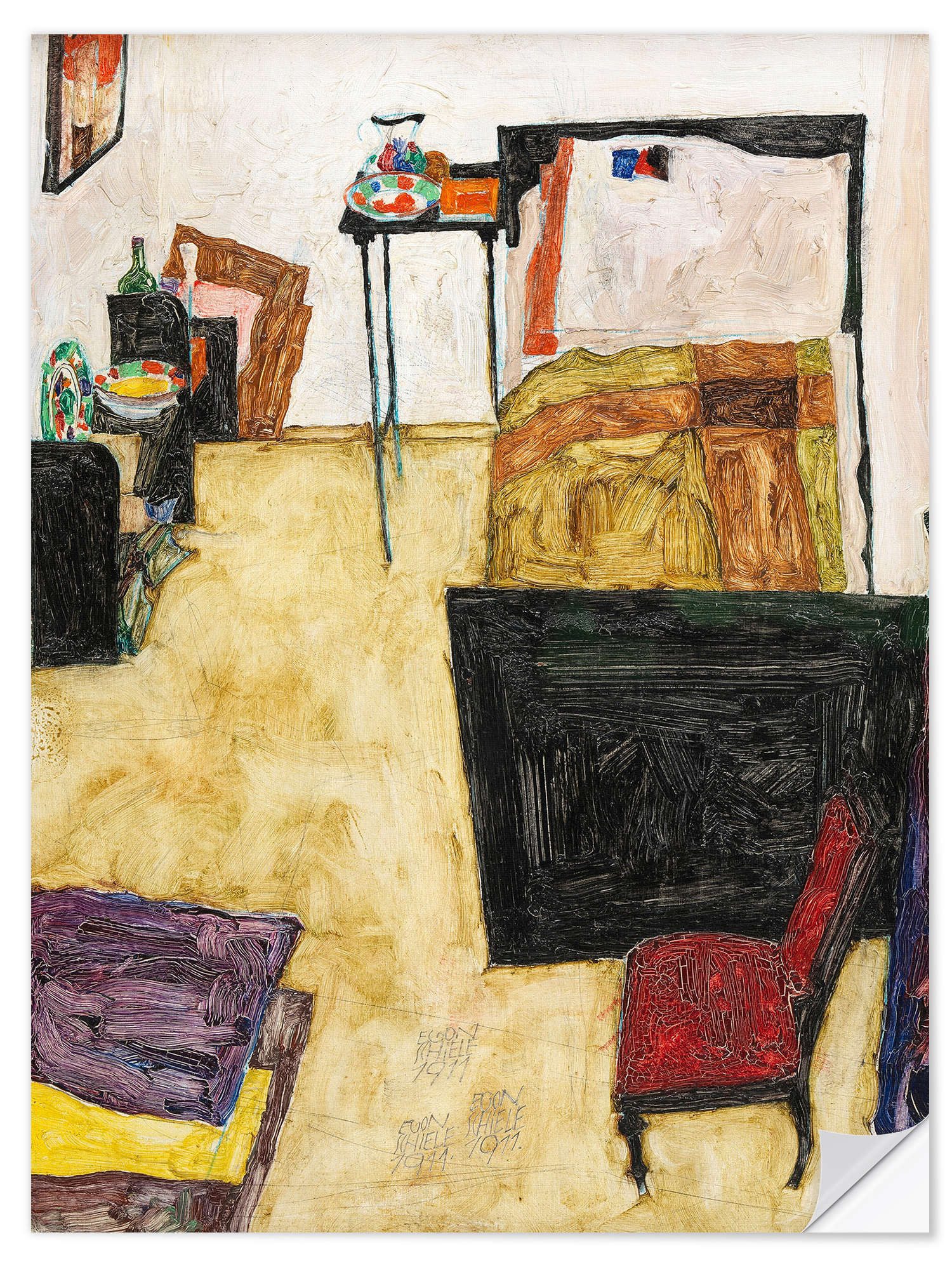 Posterlounge Wandfolie Egon Schiele, Mein Wohnzimmer, Wohnzimmer Malerei