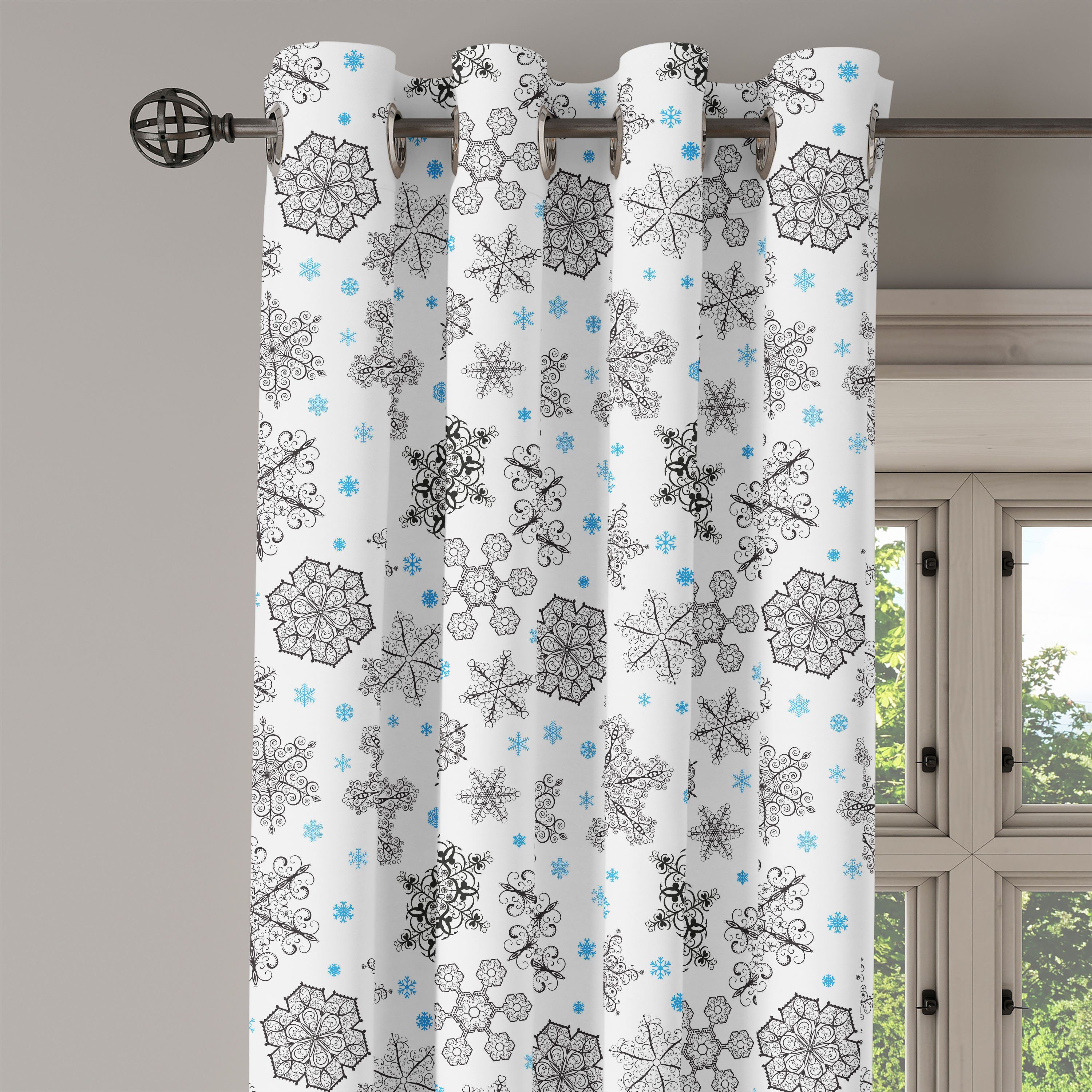 Gardine Dekorative 2-Panel-Fenstervorhänge Schneeflocke Wohnzimmer, für Art-Winter Schlafzimmer Spitze Abakuhaus