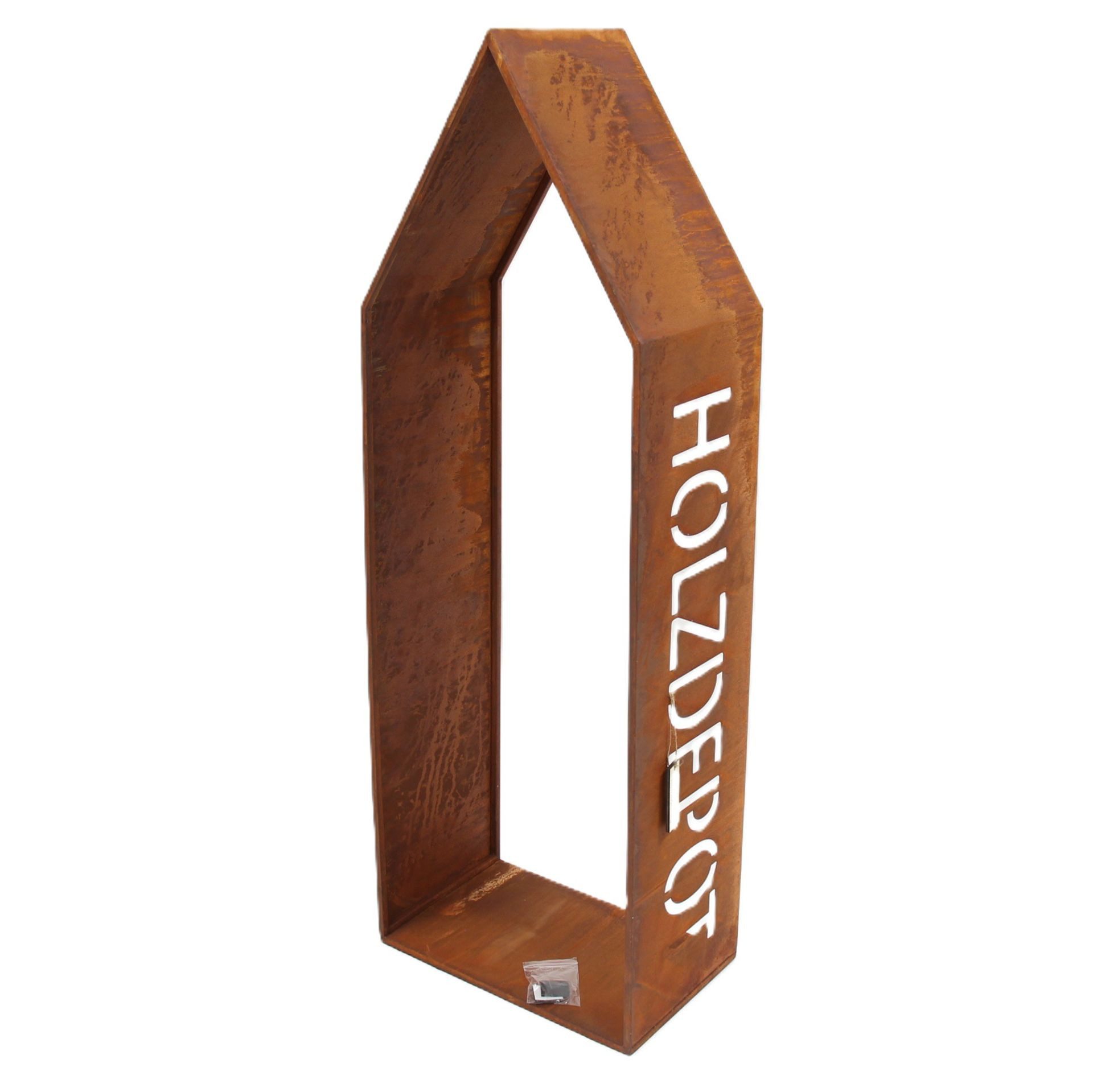 Dekoleidenschaft Kaminholzregal "Holzdepot" aus Metall mit Rost Finish, Holzlager, Brennholzregal, BxTxH:40x25x115 cm