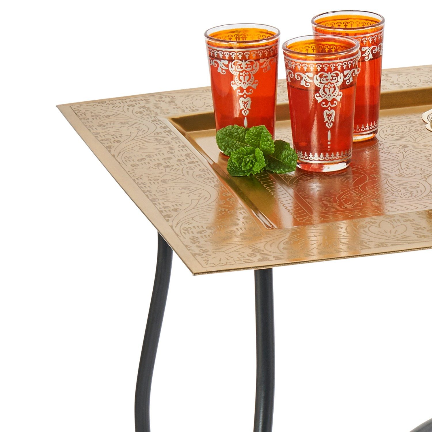 Marrakesch Orient & Mediterran Interior Beistelltisch Table d’appoint Sule en métal doré et noir, carrée pliante, 42 cm (1-St), Handarbeit – Bild 4 von 5