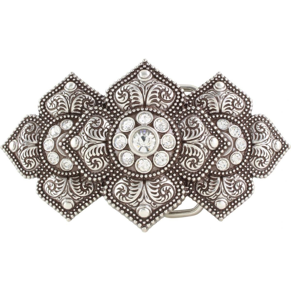BELTINGER Gürtelschnalle Flowered Bling 4,0 cm - Buckle Wechselschließe Gürtelschließe 40mm - M (1-St)