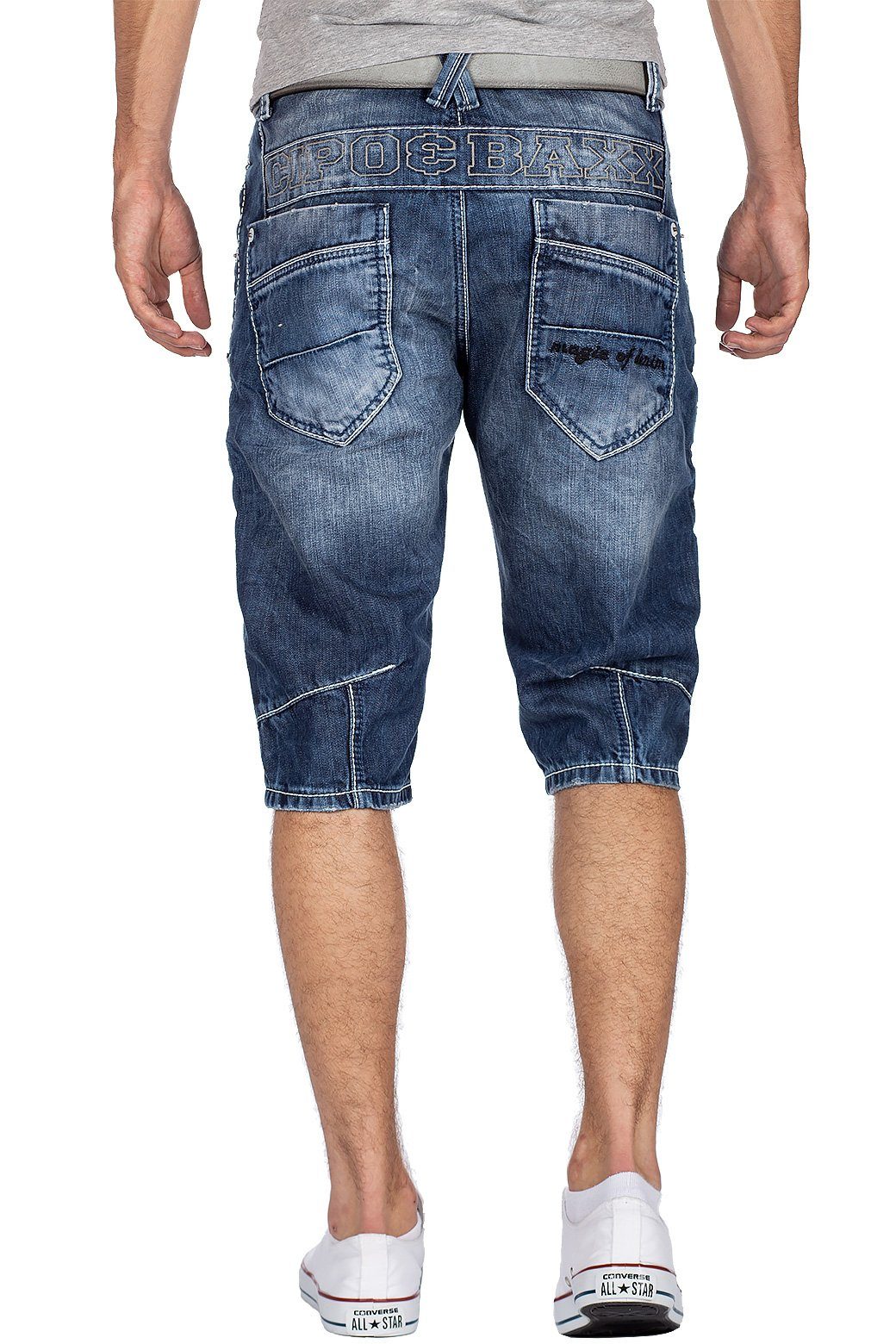Cipo & Baxx Shorts Herren Regular Fit Kurze Hose Stonewashed BA-CK101 Stonewashed