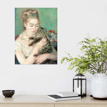 Posterlounge Wandfolie Pierre-Auguste Renoir, Frau mit Katze, Malerei