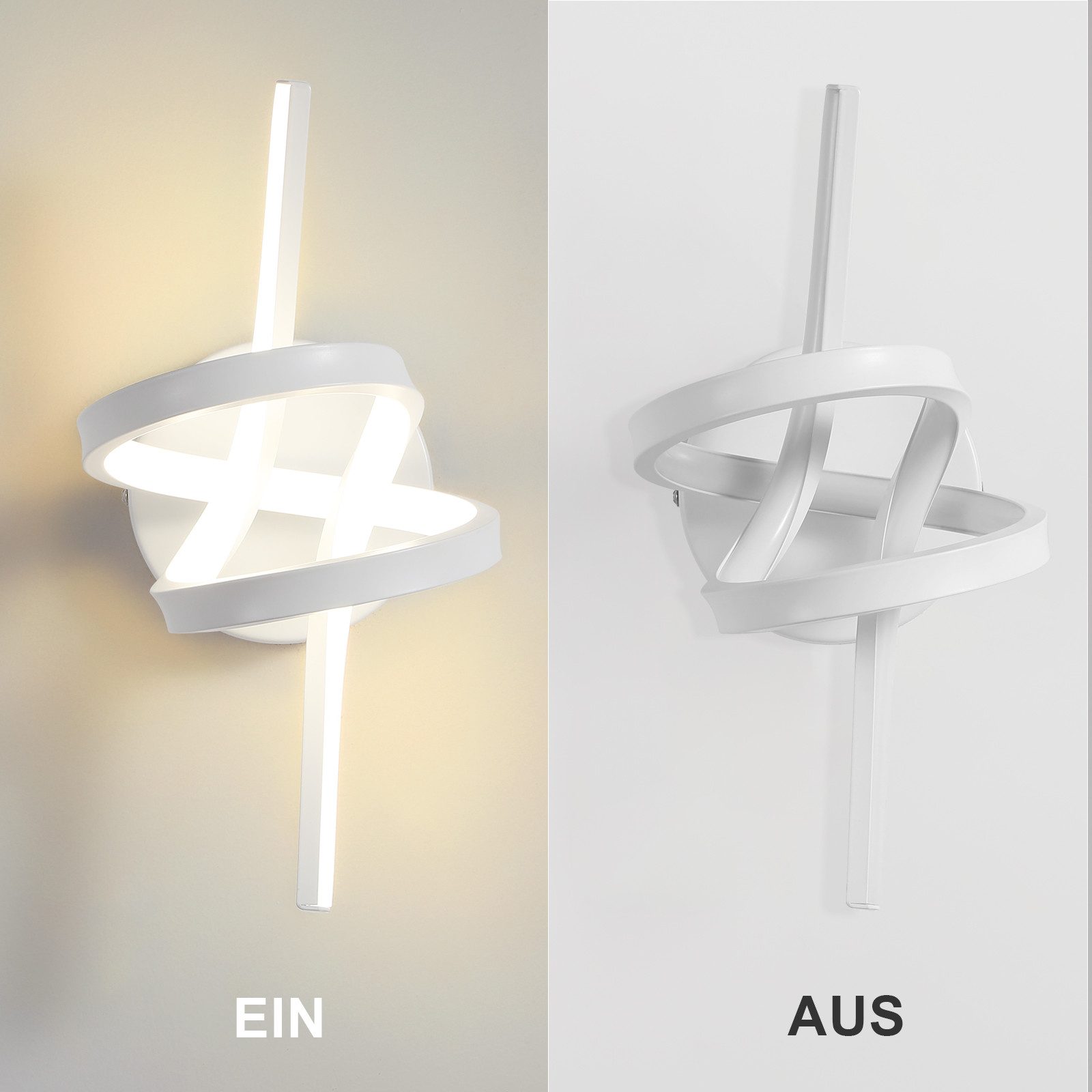 Glitzerlife Wandlampe Led Wandleuchte Innen Weiß - Wand Lampe Für Treppenhaus Flur Wohnzimmer Schlafzimmer Badezimmer 7W Modernes Design Wandleuchten Warmweiß 3000K_voghion.com