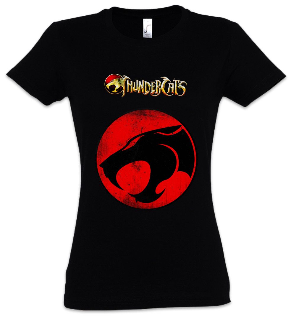Urban Backwoods Print-Shirt Vintage Mechanic Cat Logo Damen T-Shirt Thunder günstig online kaufen