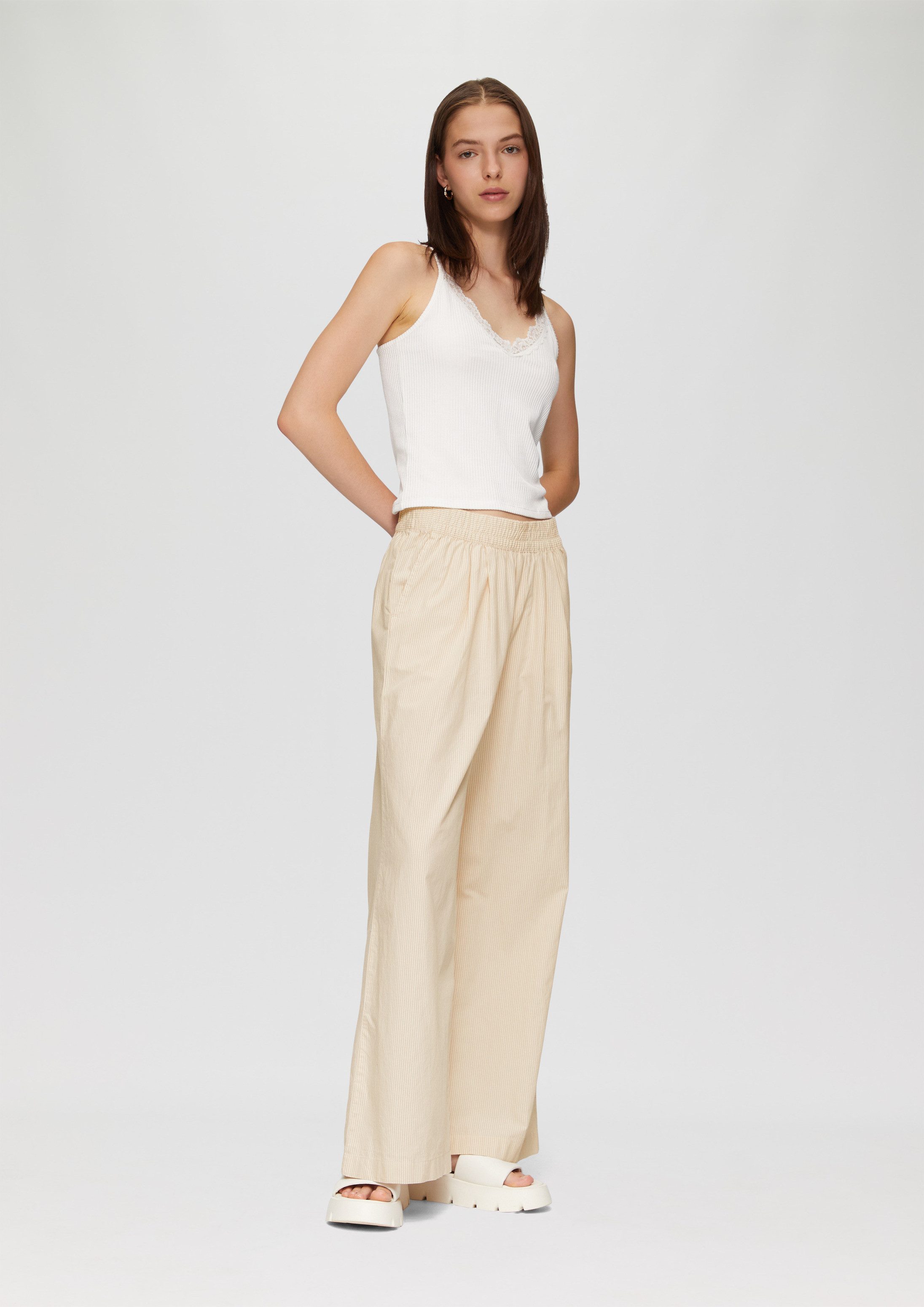 QS Chinos Hose Lässige Baumwollhosen mit Streifen