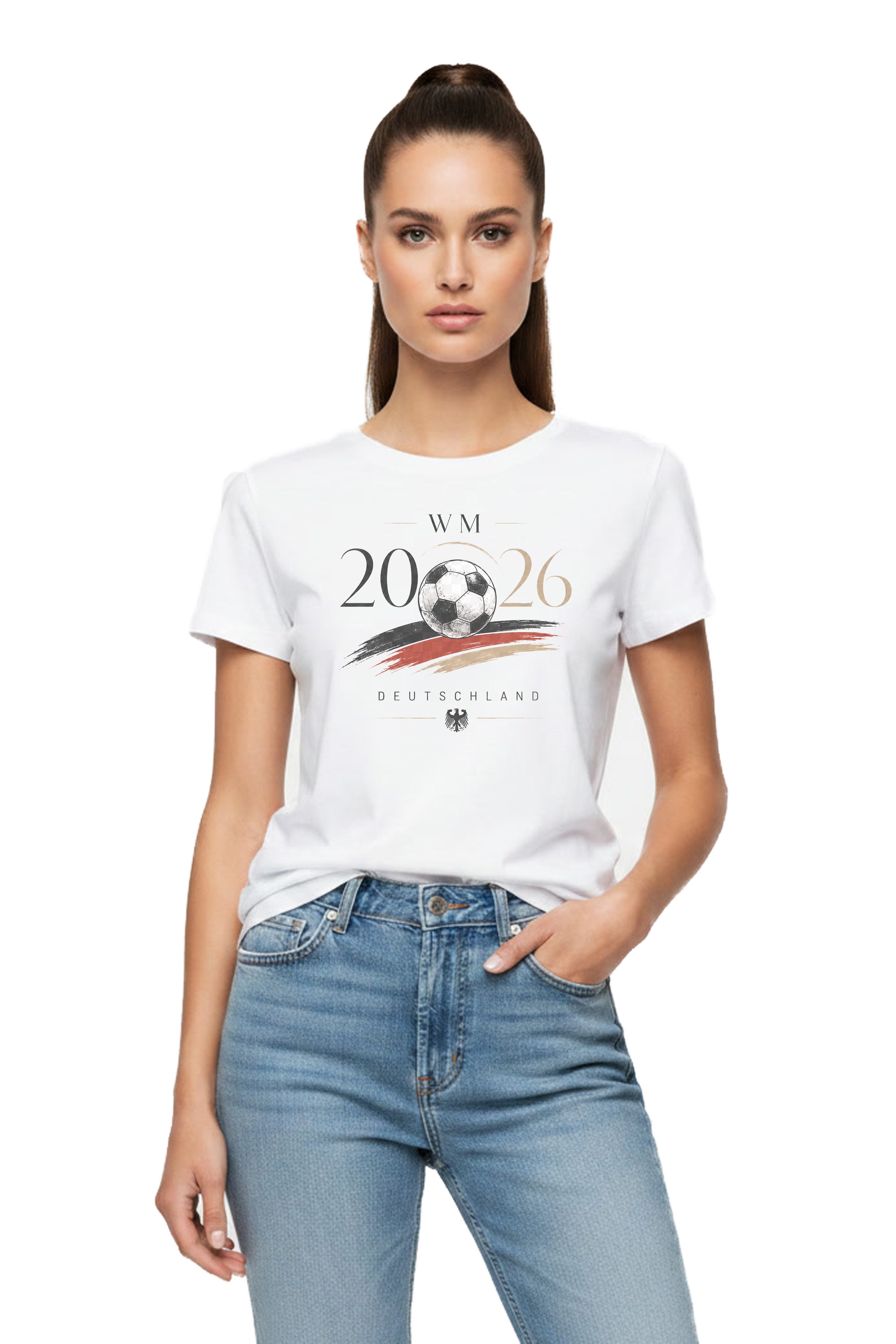 T-Shirt Fußball Top Sommershirt Damen WM 2026 Rundhals Basic