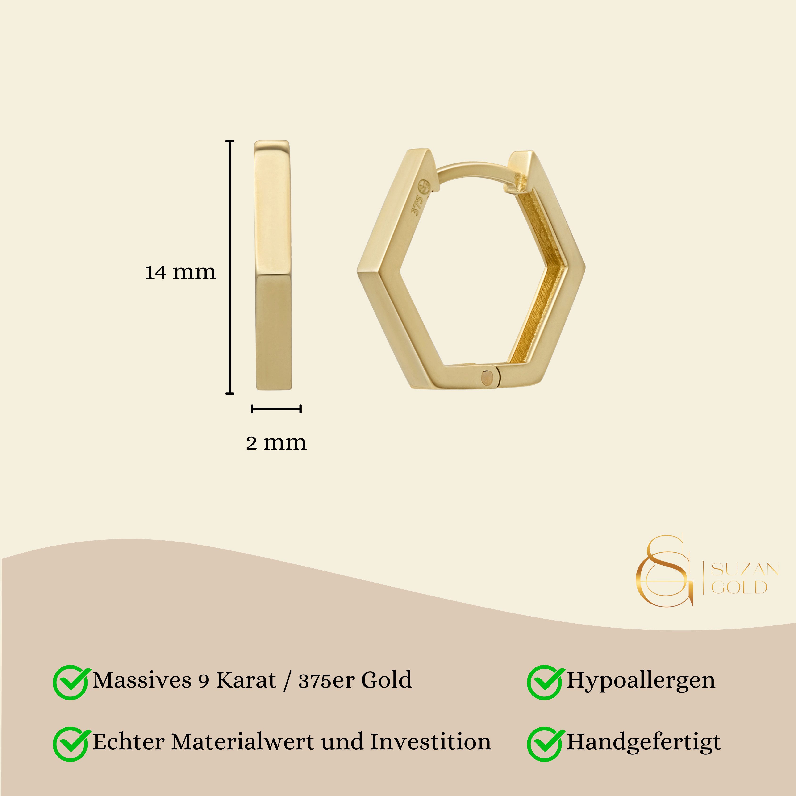 Suzan Gold Paar Creolen Edgy Creolen, günstig online kaufen