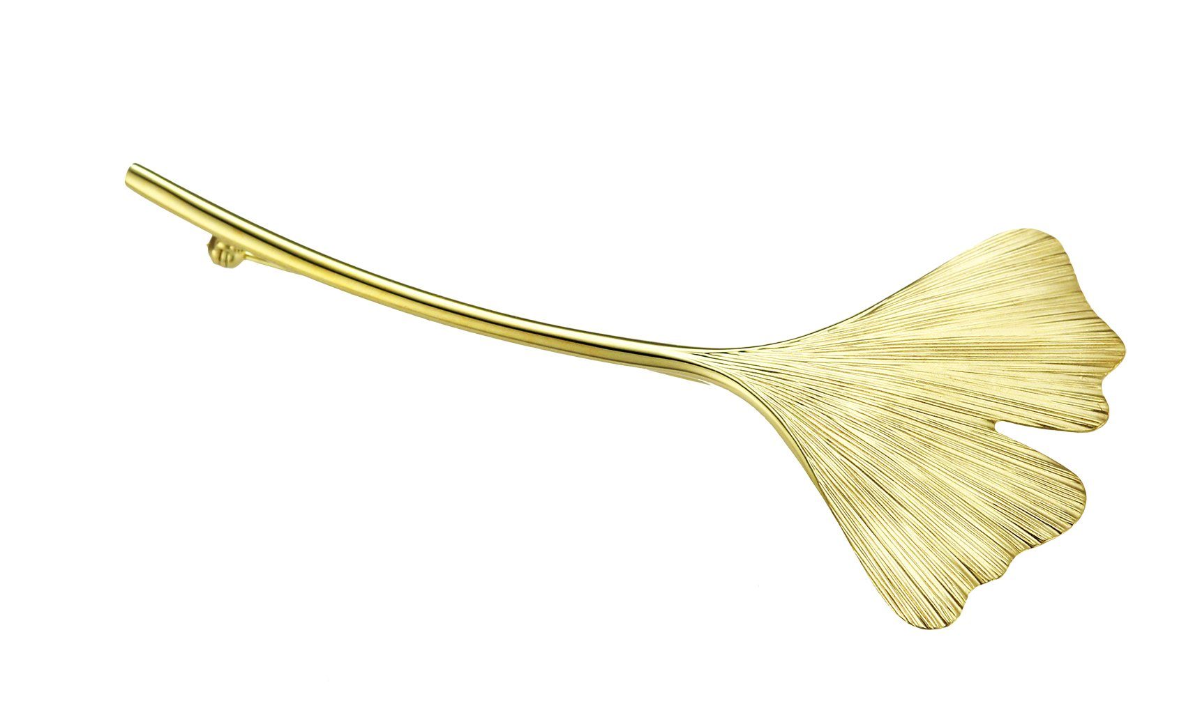 JEVELION Anstecknadel Ginkgo 333 Gold (Goldbrosche, für Damen), Goldstecker - Made in Germany
