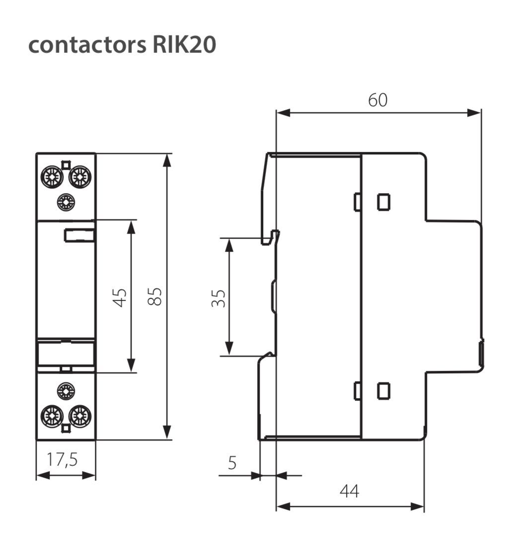 2 Schaltschütz 2-Polig, Verteilerbox RIK20-20-230 Schliesser AC/DC Relpol 230V 20A