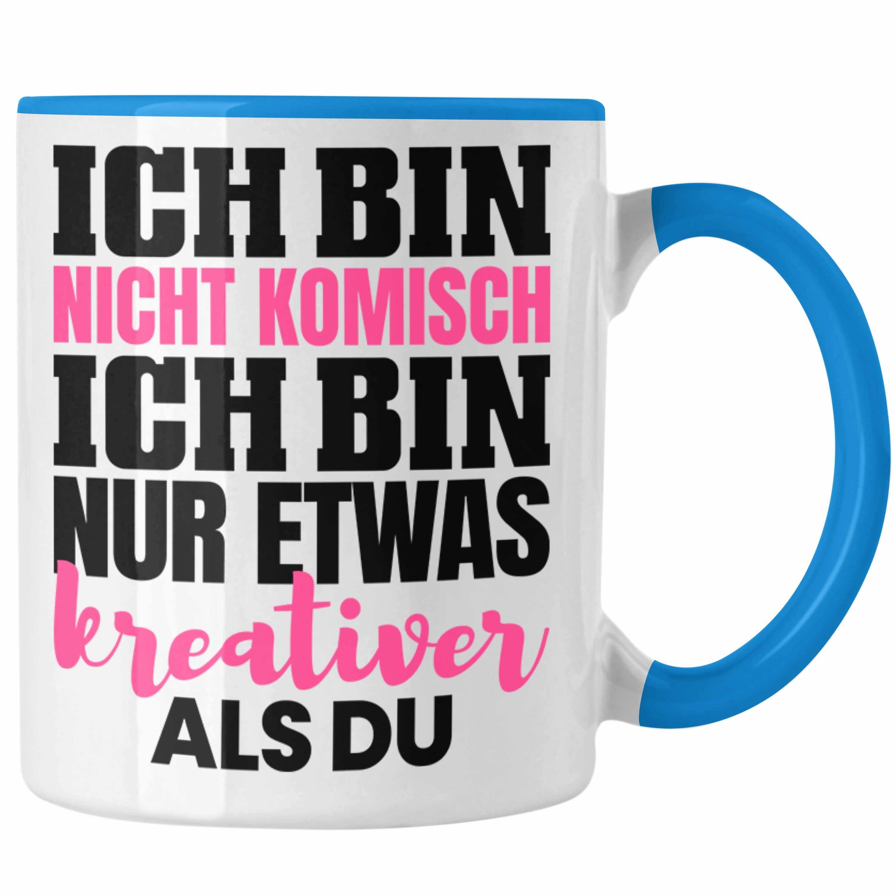Arbeits-Kollegin Geschenk Kaffee-Becher Freundin Blau Tasse Crazy Verrückte Tasse Trendation