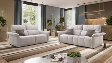 Sofanella 3-Sitzer Sofanella Dreisitzer ADRIA Ledercouch Echtleder Sofa in Creme