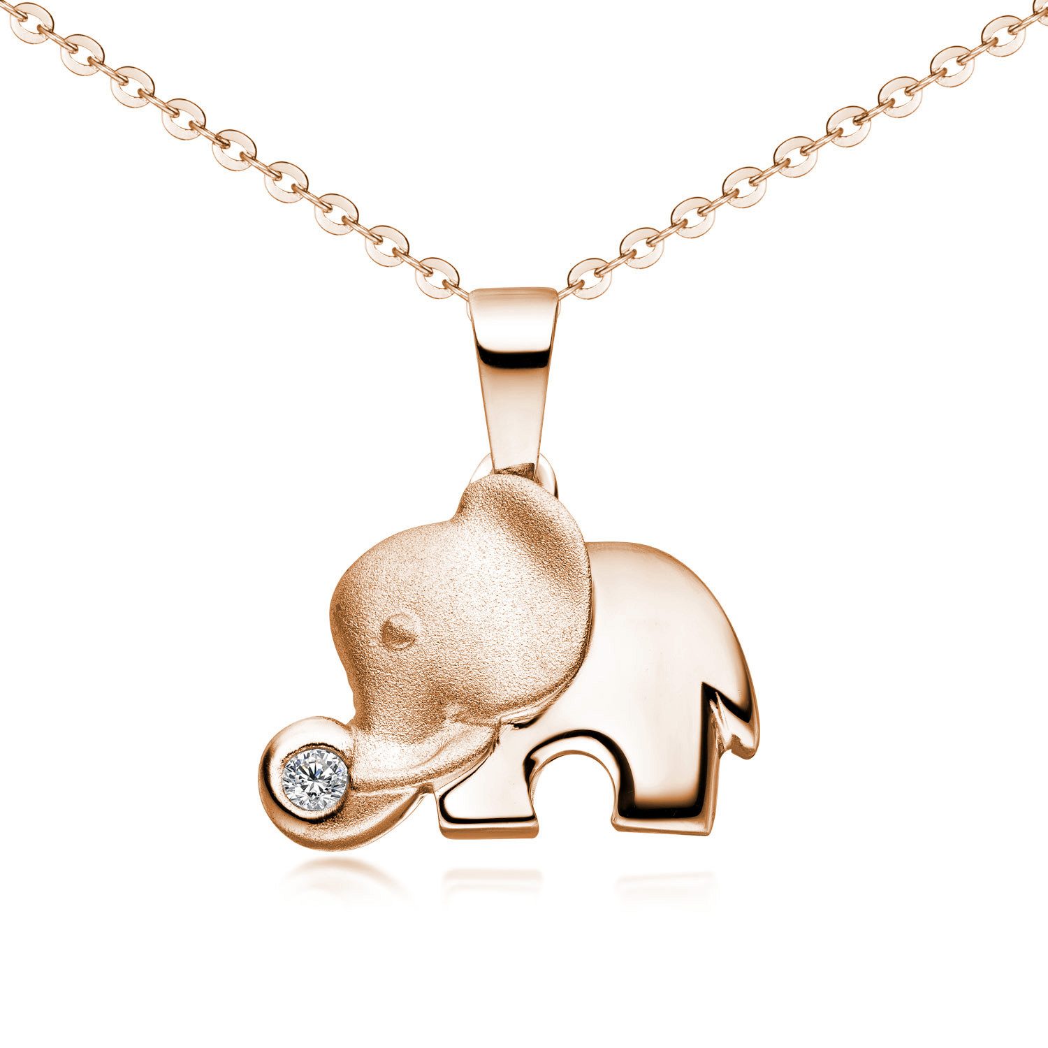 Materia Kettenanhänger Elefant Damen Glücksbringer Roségold KA-99-Rose_K142, 925 Sterling Silber, vergoldet