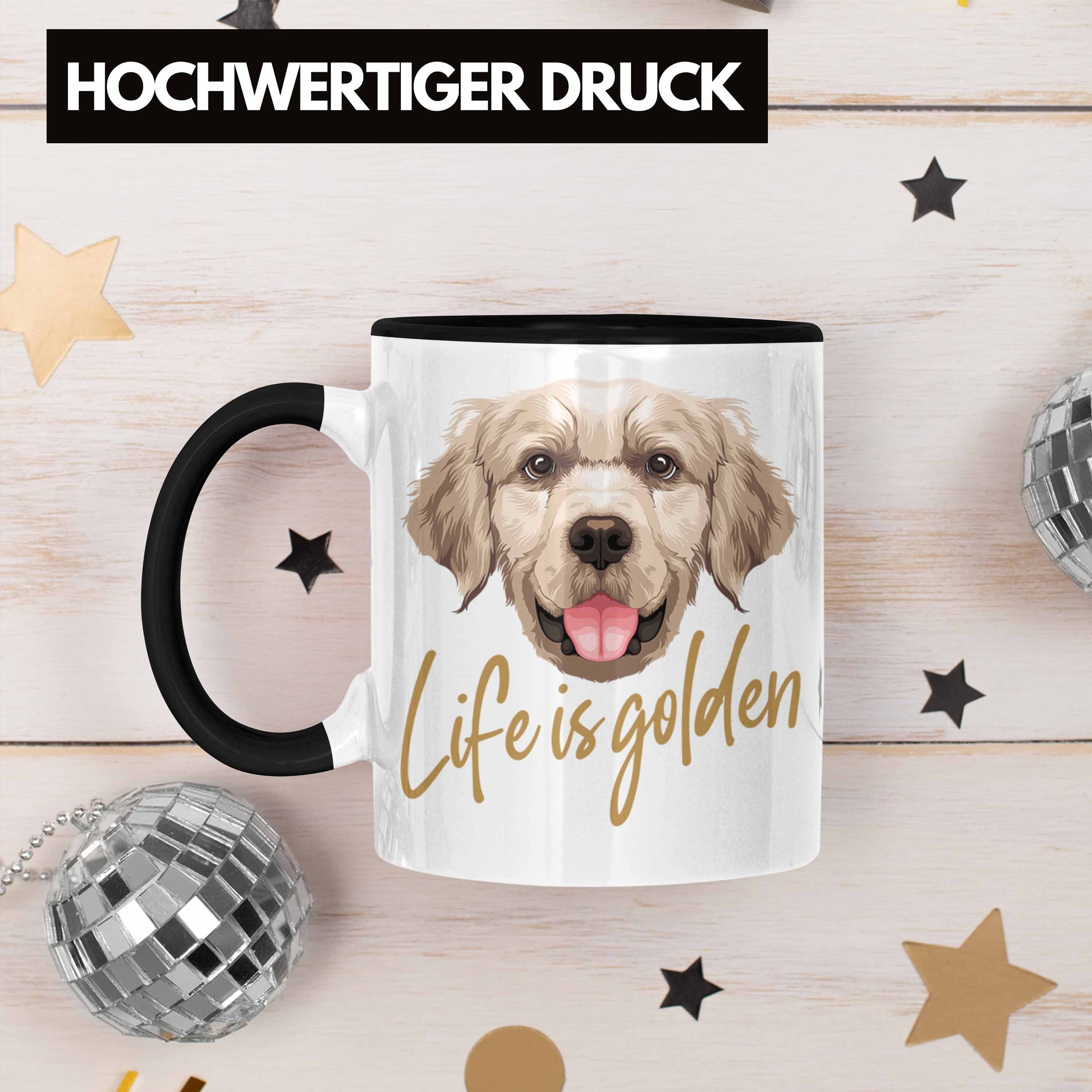 Tasse Geschenk Retriever Golden Is Life Tasse Trendation Schwarz Golden Besitzer Hundebesitzer