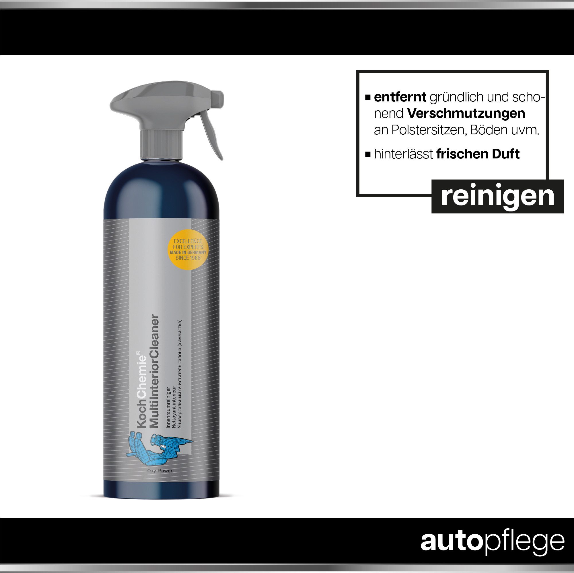 autopflege Koch Chemie MultiInteriorCleaner Set Cockpit-Reiniger (3-St. Auto Innenreiniger - Mikrofasertuch - Pad)