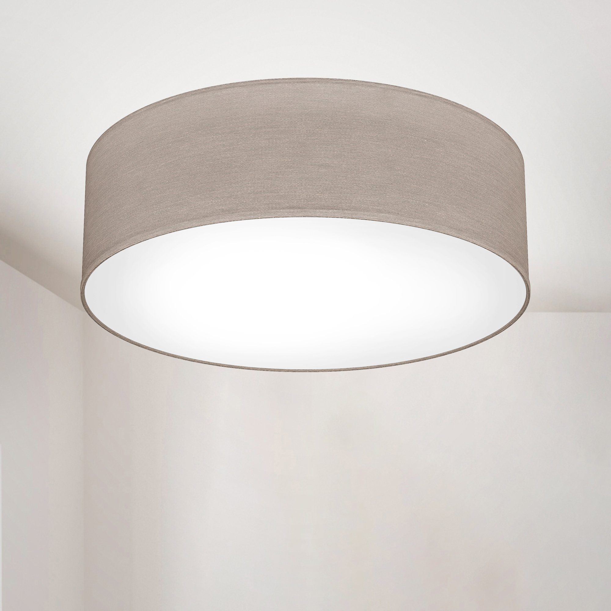 B.K.Licht LED Deckenleuchte, ohne Leuchtmittel, Deckenlampe, Textil Lampenschirm, E27, Schlafzimmer, Wohnzimmer