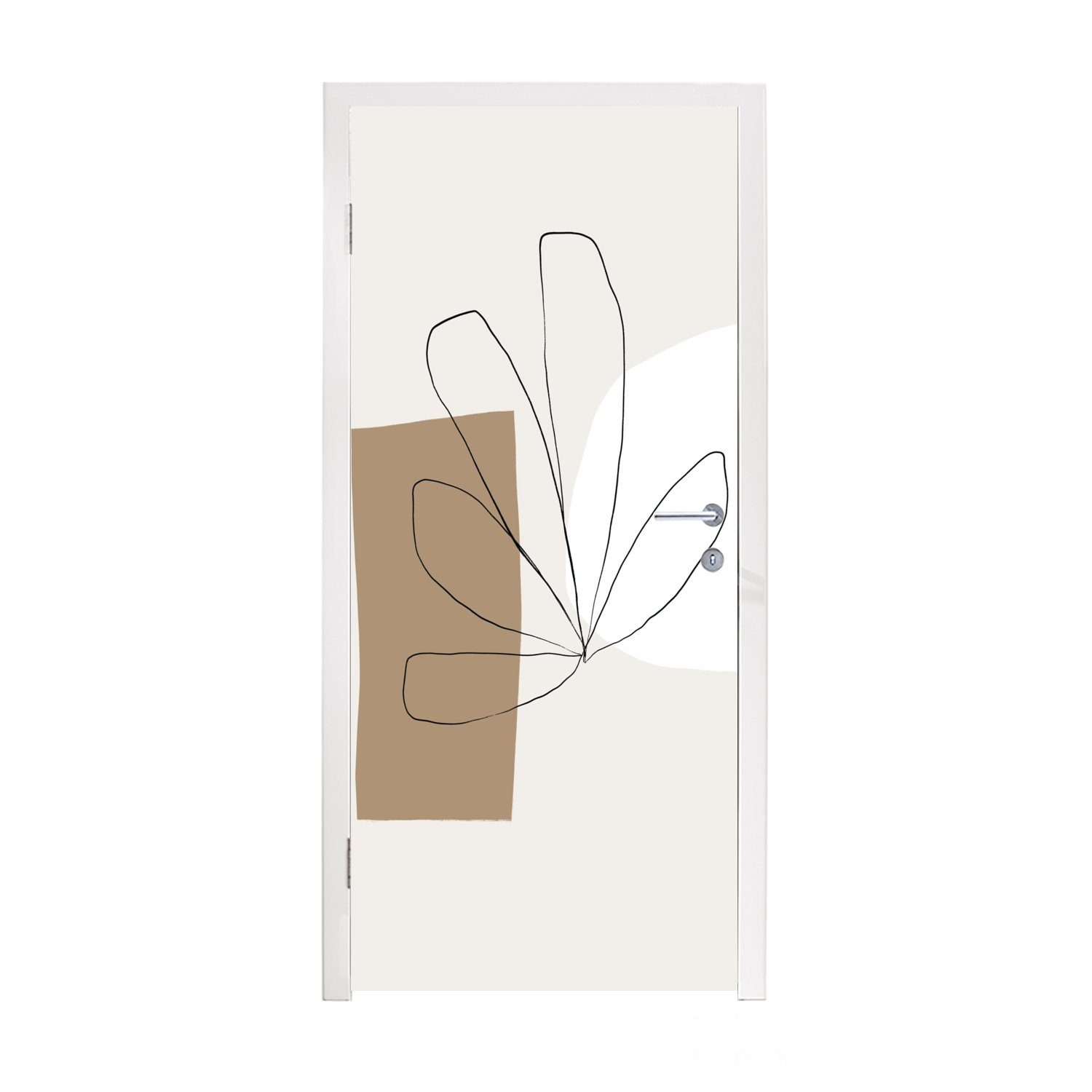 MuchoWow Türtapete für Fototapete bedruckt, St), Blumen Tür, (1 75x205 cm Matt, Türaufkleber, Pastell, - - Minimalismus