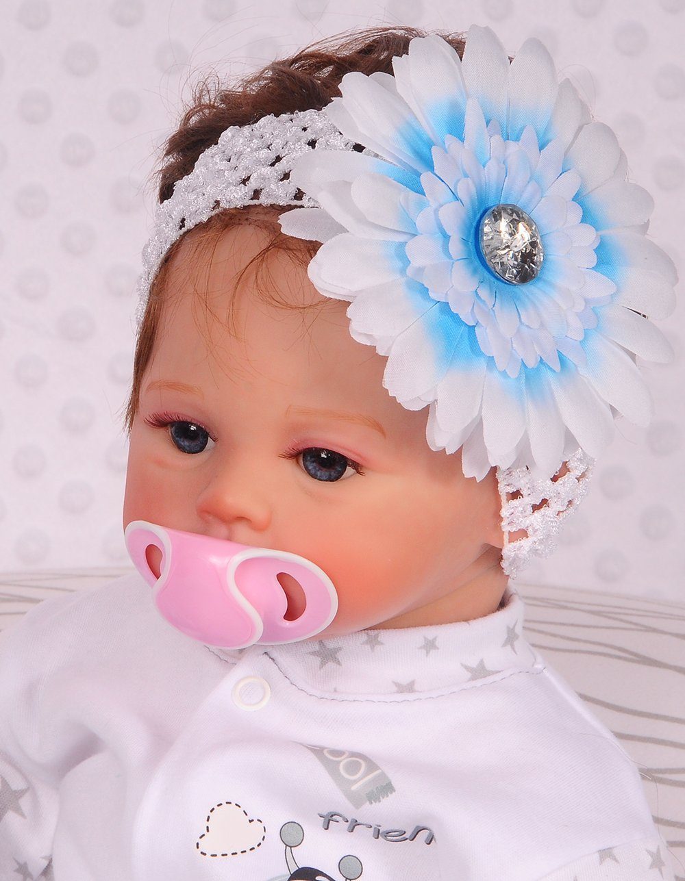 Stirnband Stirnband Haarband Kinder und weiß für Baby 0-12Mon Kopfband blau Blume 