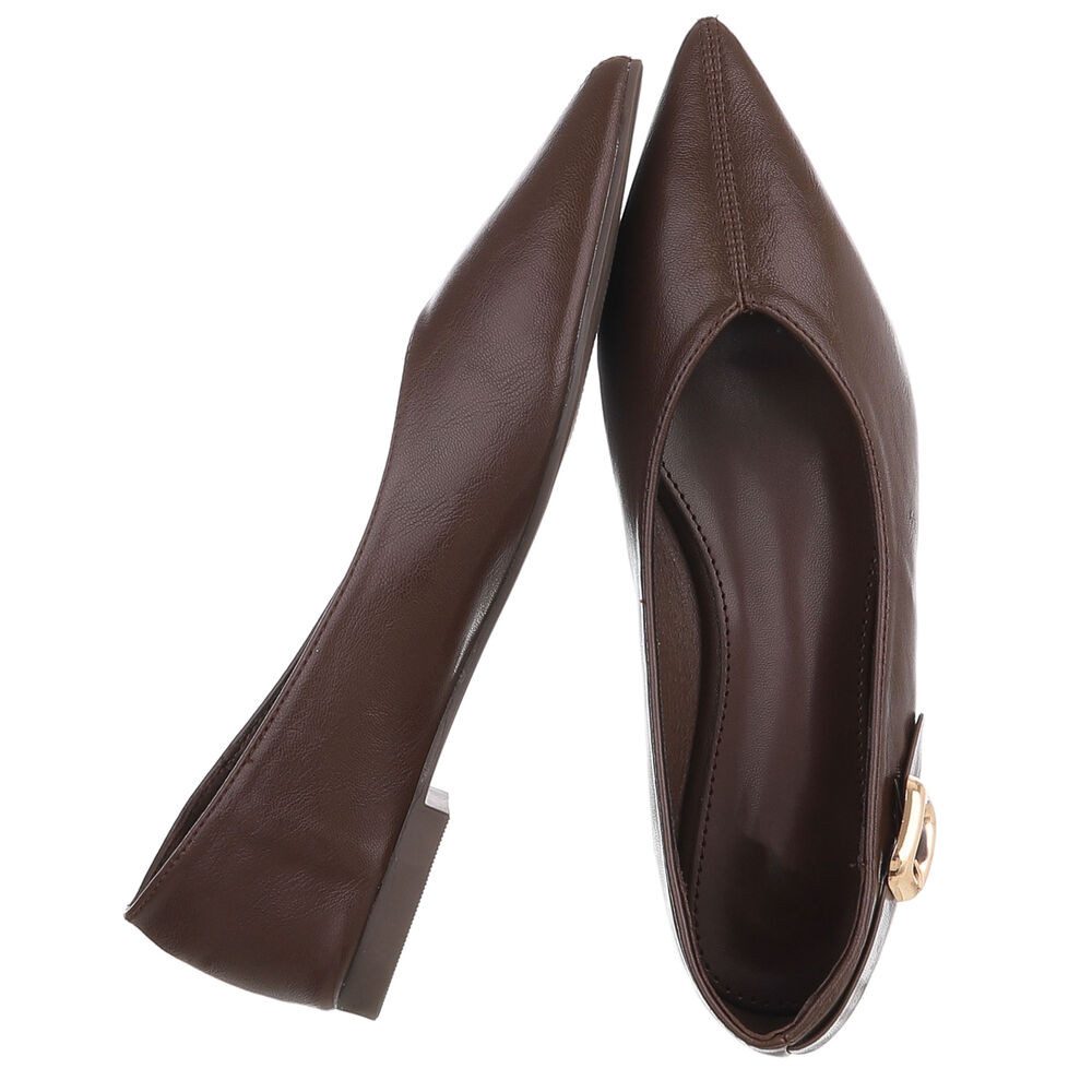 Ital-Design Damen Ballerina mit Zierdetail und spitzer Form Pumps (92078703) Blockabsatz Klassische Ballerinas in Braun