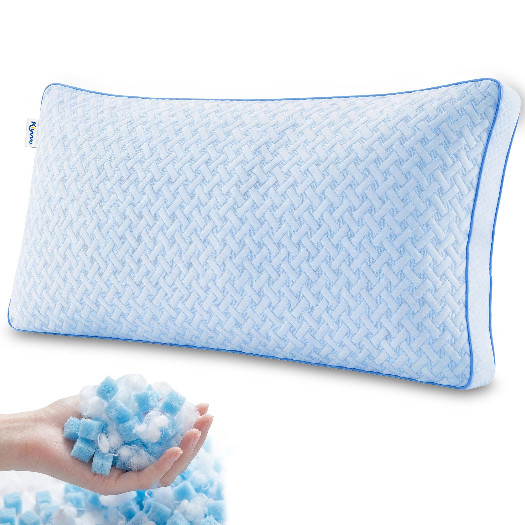 Kopfkissen Gel Memory Foam Kissen mit Höhenverstellung & abnehmbarem Bezug