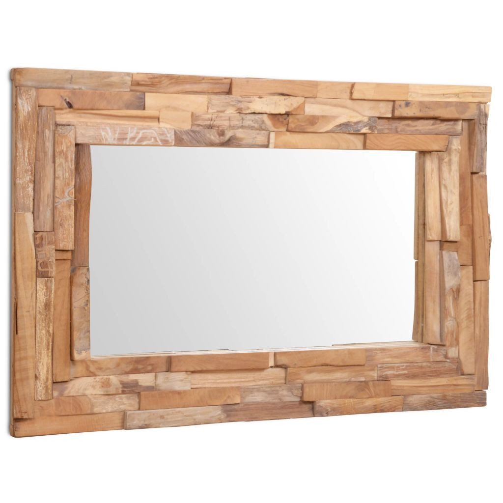 vidaXL Spiegel 90 x 60 cm Dekorativer Spiegel Teak 90x60 cm Rechteckig