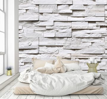 murimage® Fototapete Fototapete Steine 3D 274 x 254 cm Wand Grau Weiß inklusive Kleister Küche Schlafzimmer Optik Wohnzimmer