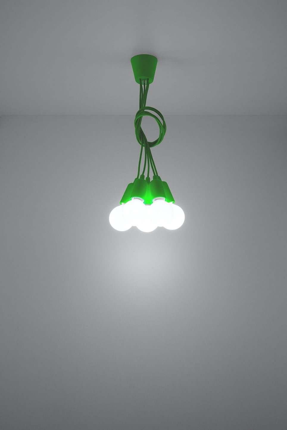 Licht-Erlebnisse Pendelleuchte NESSA, ohne Leuchtmittel, Jugendzimmer verstellbar 5-flammig E27 Hängelampe Grün Wohnzimmer