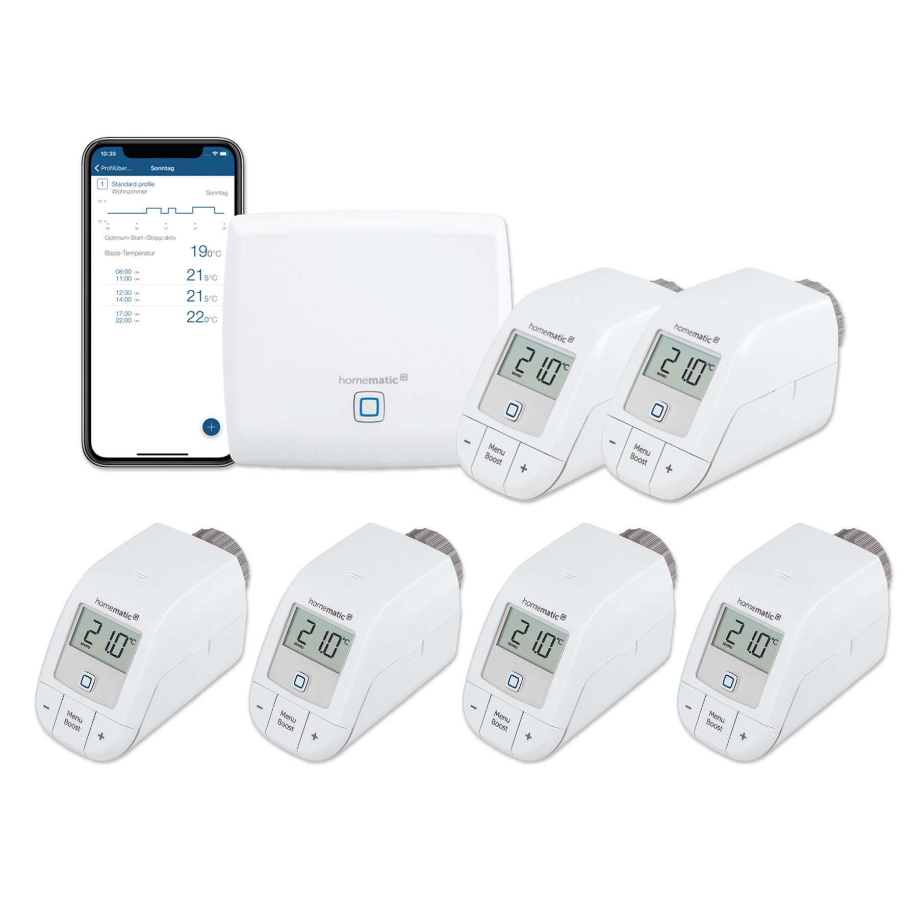 HOMEMATIC IP Starterset Heizen für 6 Heizkörper Smart-Home Starter-Set