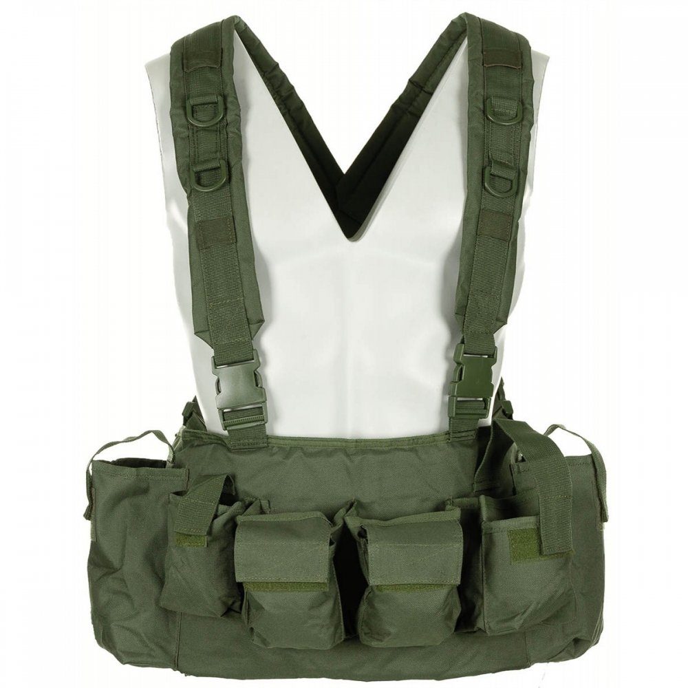 Jagdweste Chest Rig, 9 Taschen, oliv