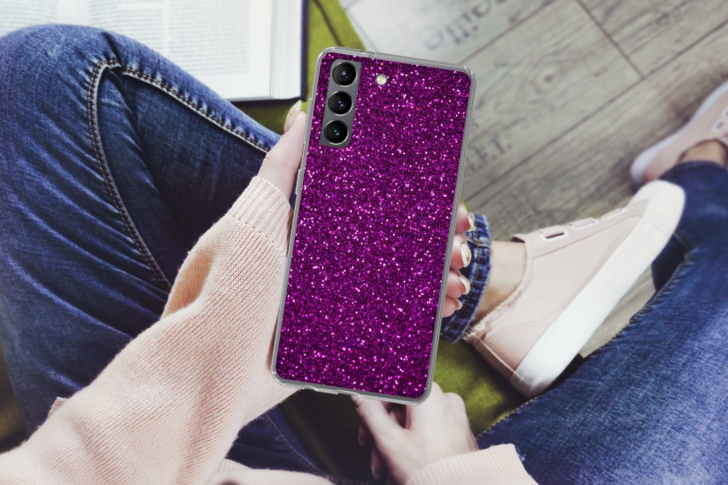 MuchoWow Handyhülle für Samsung Galaxy S21 Lila - Rosa - Muster - Abstrakt, Phone Case, Silikon, Schutzhülle Dünn