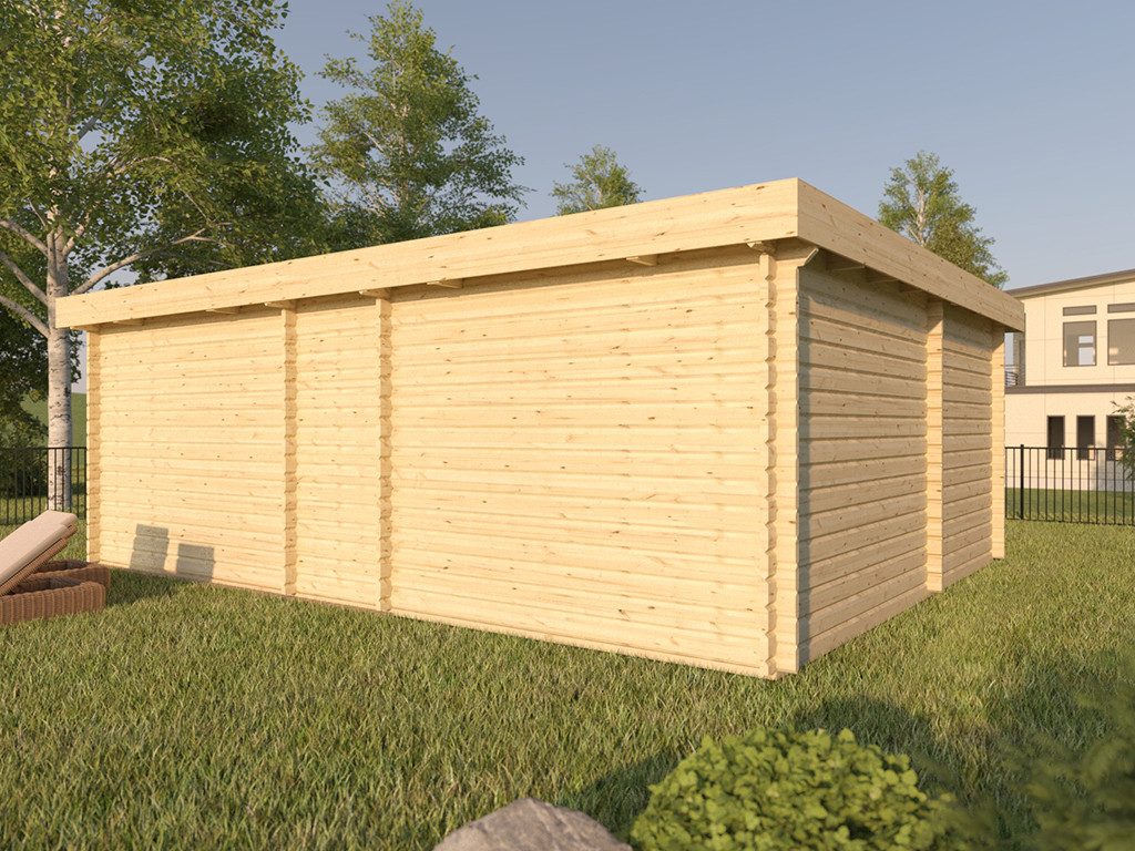 Woodtex Gartenhaus WOODTEX Gartenhaus mit Anbau 44 mm, BxT: 596x298 cm, Holz-Gartenhaus mit Fußboden, wetterfest & witterungsbeständig