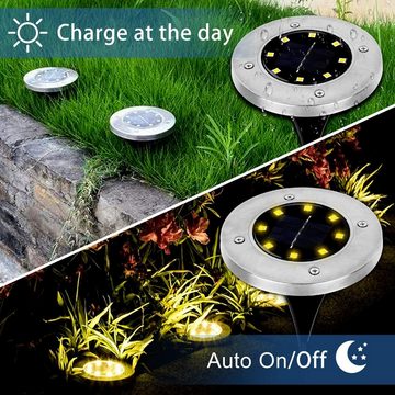 autolock Gartenleuchte Solar Bodenleuchte,LED Solarlampe,Wasserdichte Bodeneinbaustrahler, LED fest integriert, Warmweiss