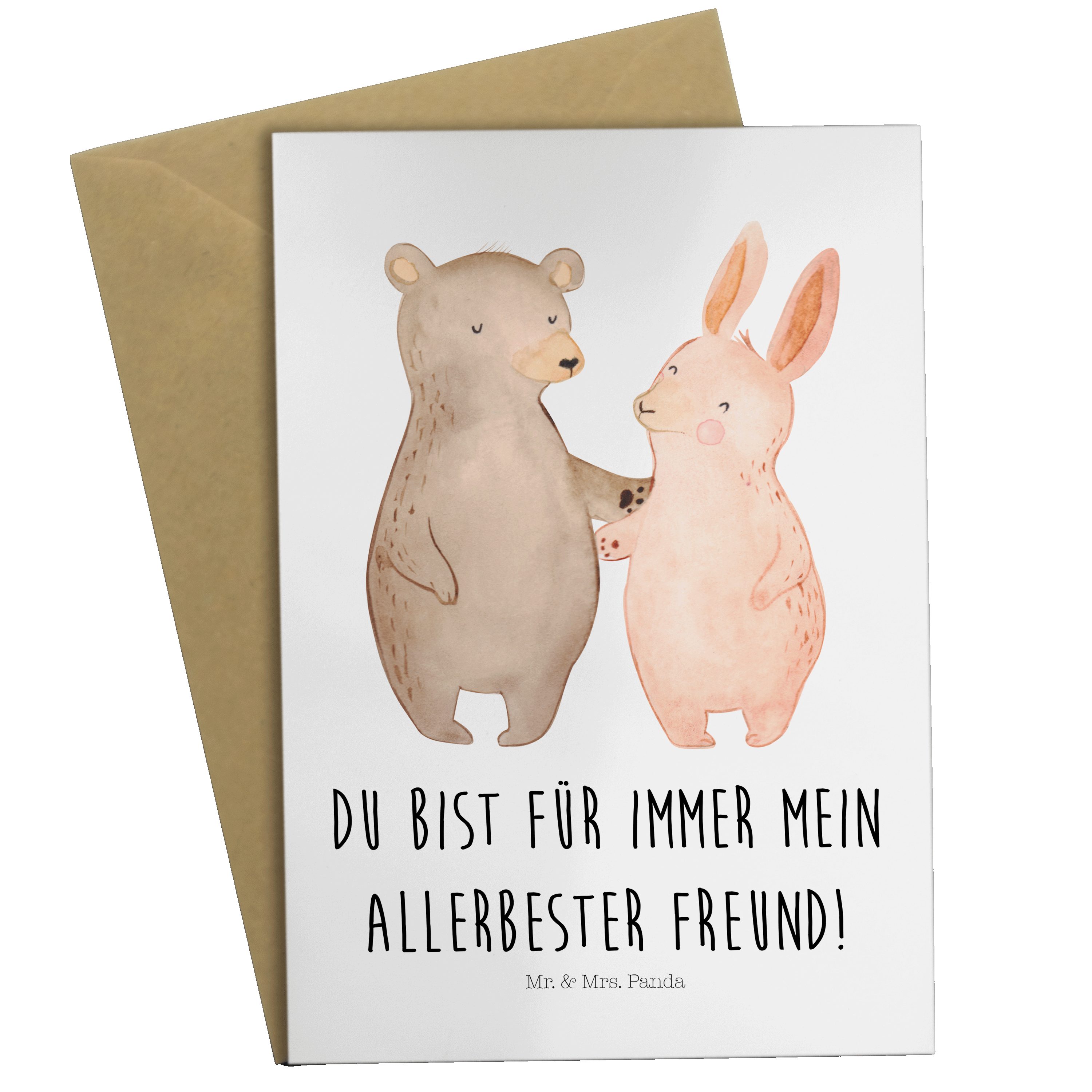 Geschenk, Umarmen Mr. friends, Geburtstag & - Grußkarte Bär best Panda Mrs. Freunde, Weiß - Hase