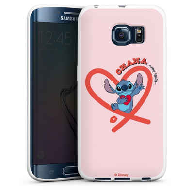 DeinDesign Handyhülle »Stitch Ohana Pink Heart«, Samsung Galaxy S6 Edge Silikon Hülle Bumper Case Handy Schutzhülle