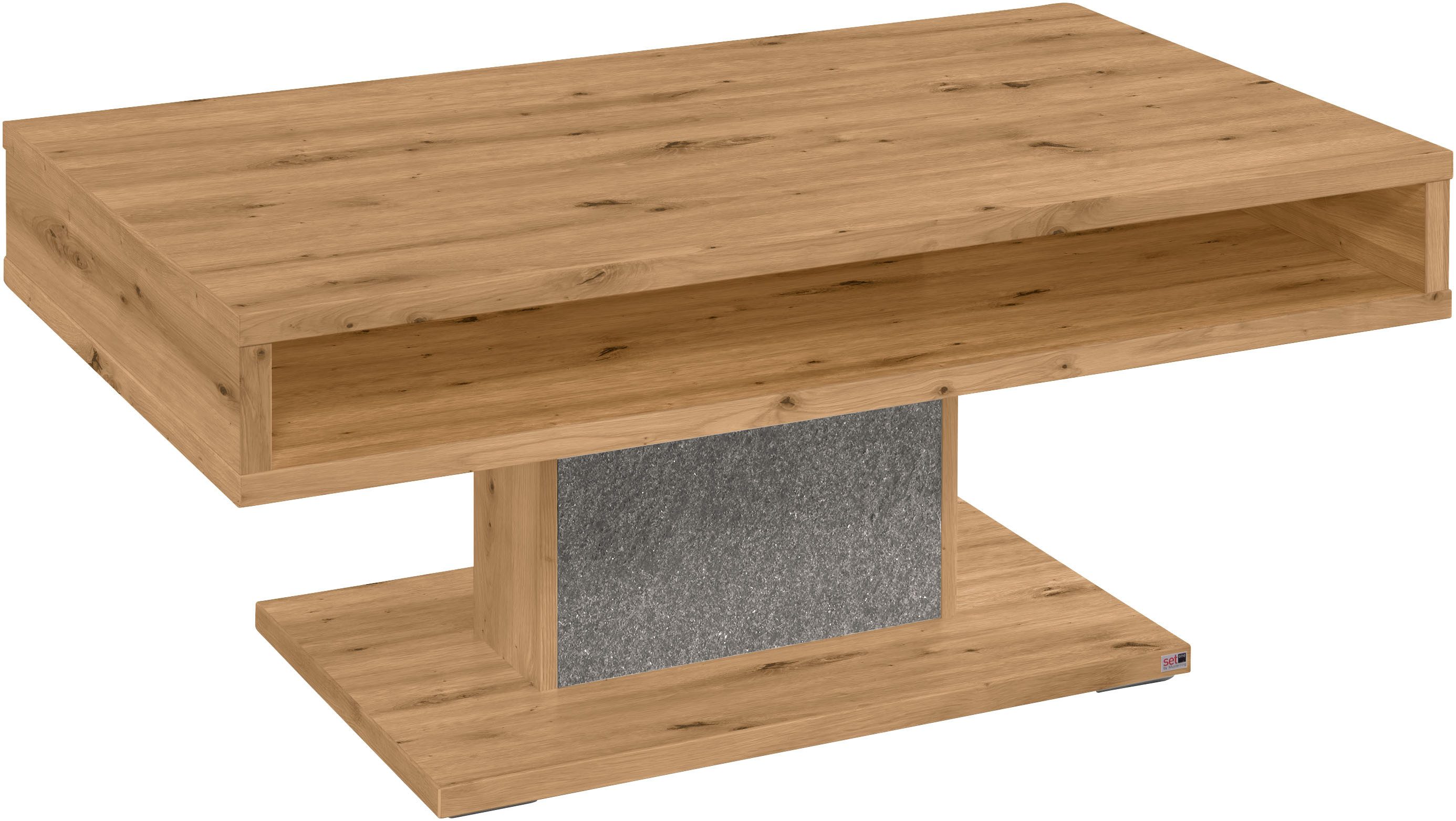 set one by Musterring Couchtisch Deltona, Standfuß mit Zierelement, offenes Fach, zwei Farben, B110 x T65 cm