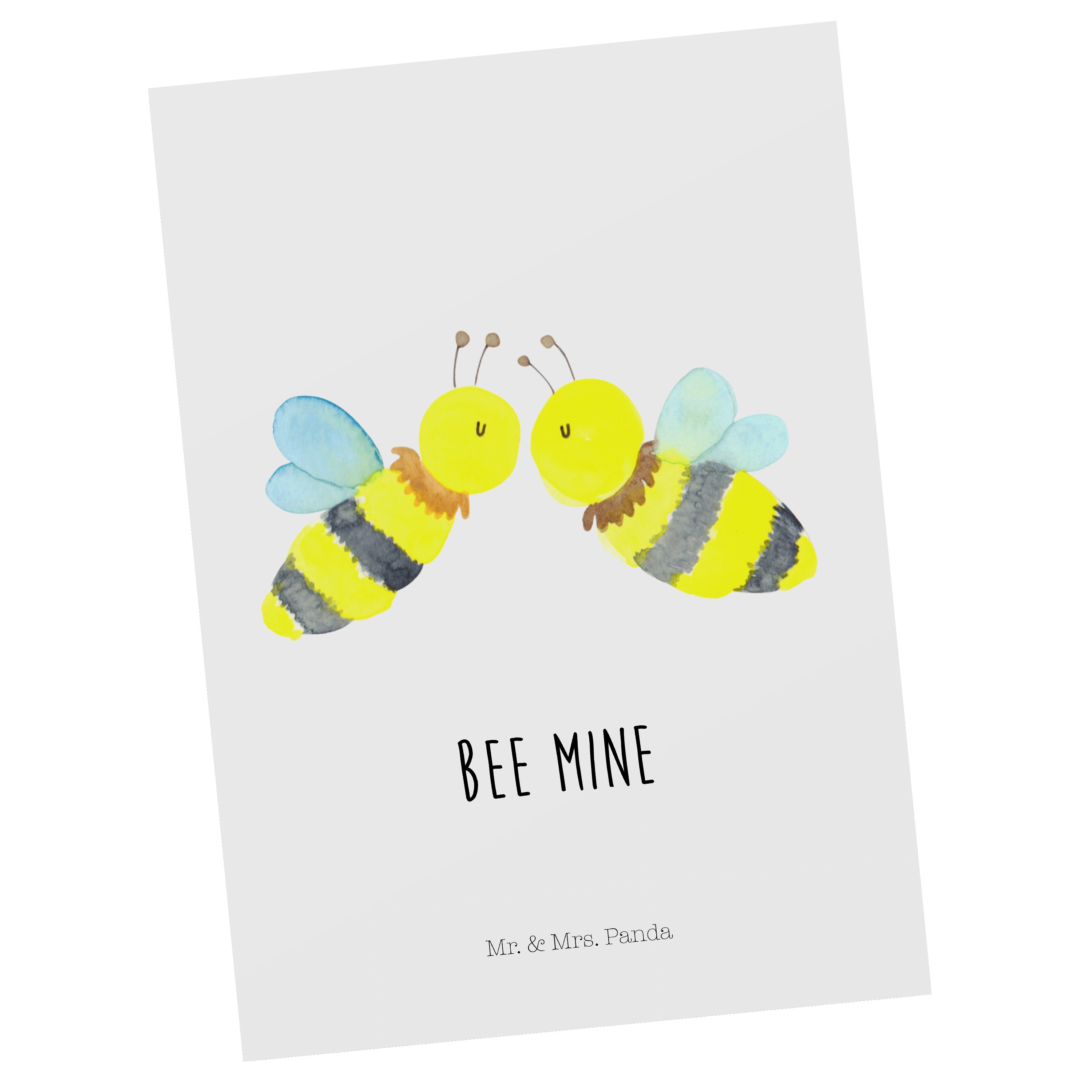 Mr. & Mrs. Panda Postkarte Biene Liebe - Weiß - Geschenk, Hummel, Dankeskarte, Geschenkkarte, An | Grußkarten