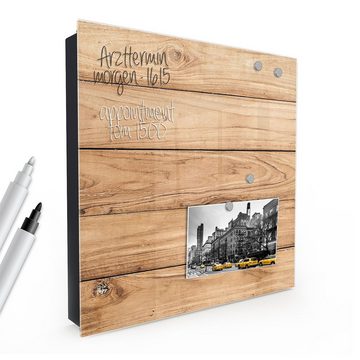 Primedeco Schlüsselkasten Magnetpinnwand und Memoboard mit Glasfront Motiv Holzhintergrund (1 St)