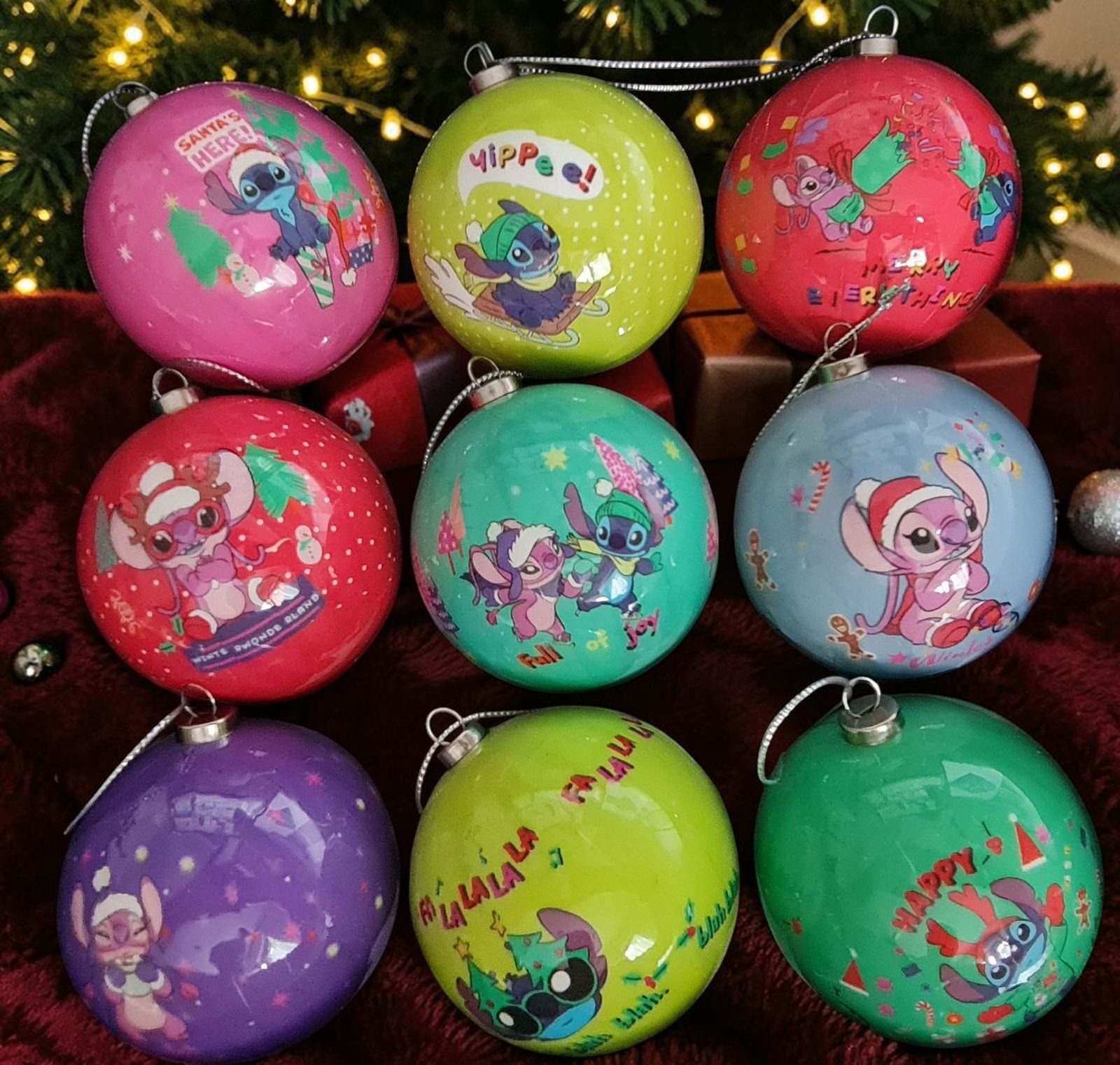 Disney Weihnachtsbaumkugel Weihnachtskugeln Stitch & Angel 9er Set Ø 7 cm