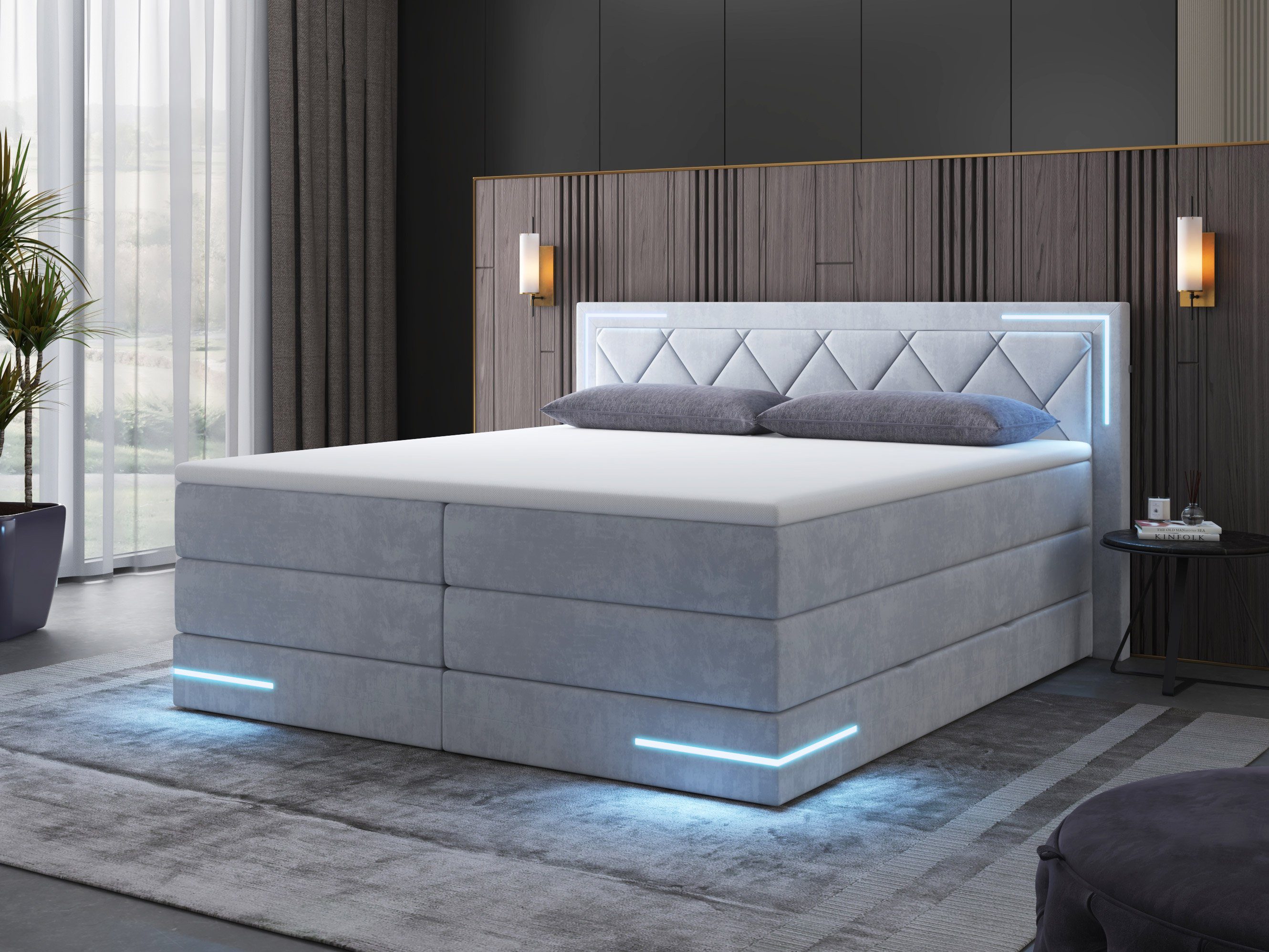 wonello Boxspringbett Arizona, mit LED Beleuchtung günstig online kaufen