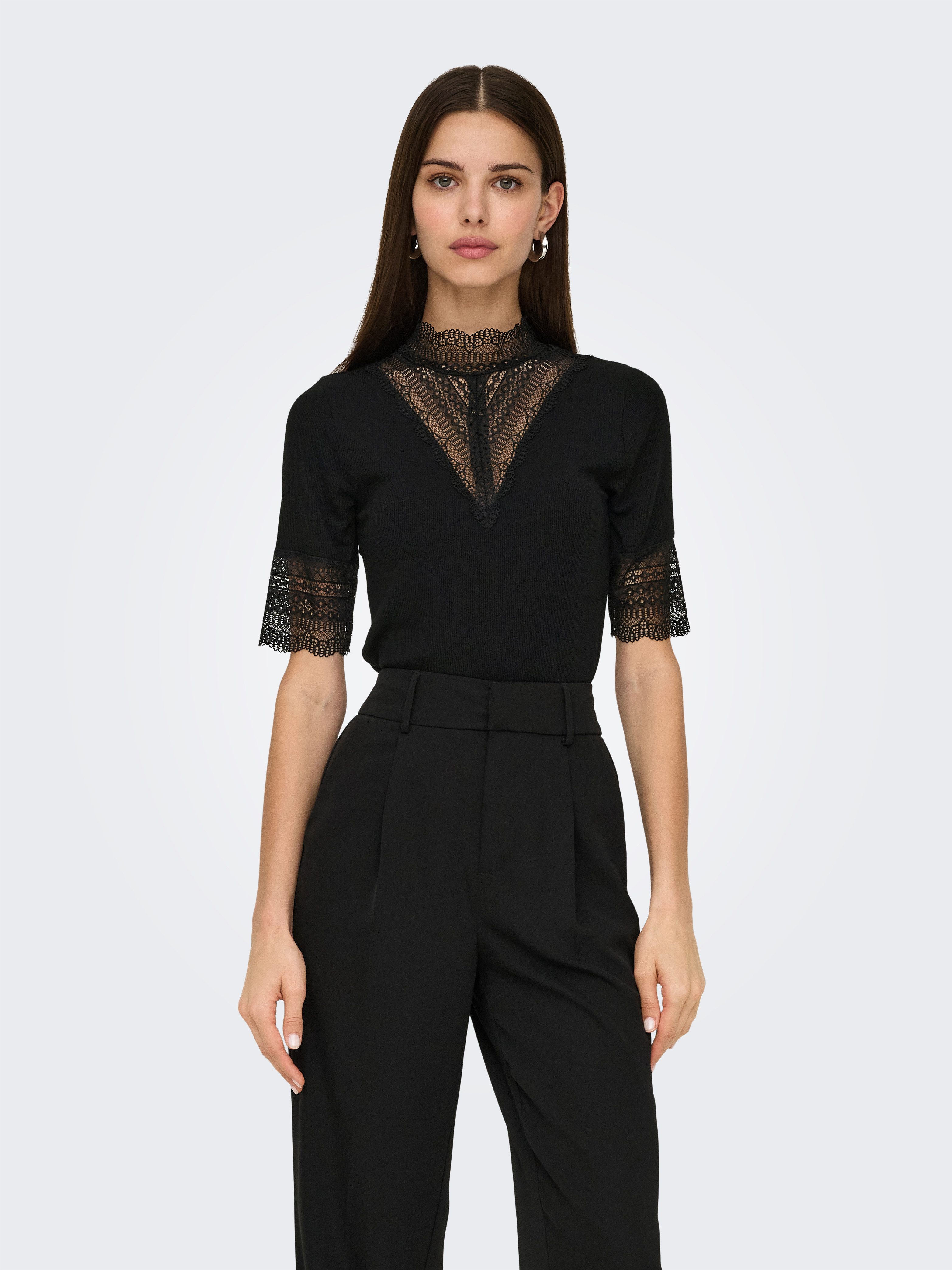 ONLY Spitzenshirt ONLTILDE HIGHNECK S/S TOP JRS NOOS günstig online kaufen