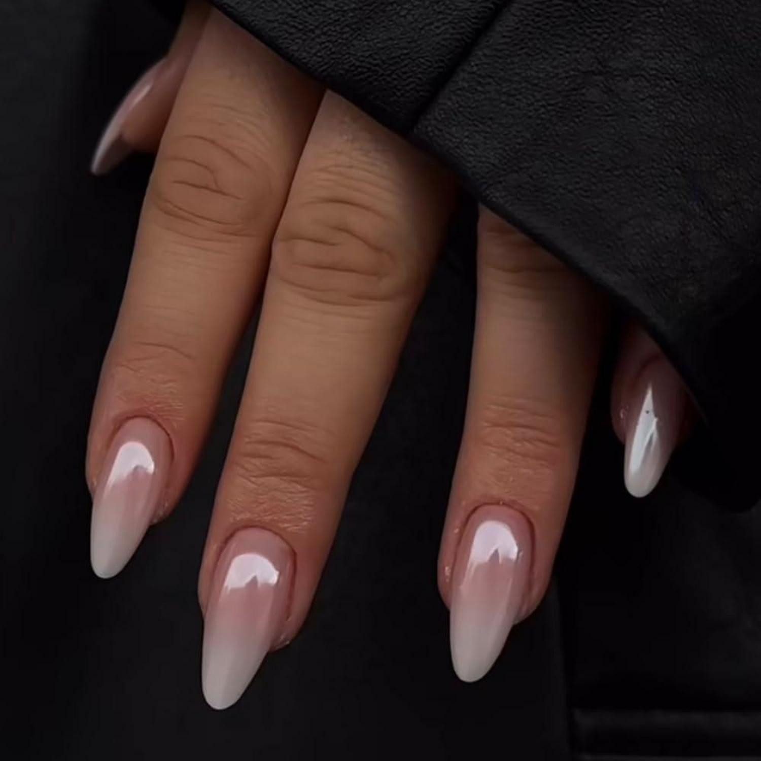 LuxusKollektion Kunstfingernägel Akrylnägel Press On Almond Französische Spitze 24 Stück Stil-5