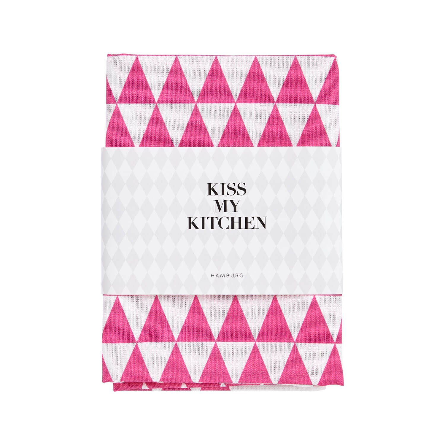 KISS MY KITCHEN Handtuch Kiss my Kitchen Geschirrtuch Dreieck, Leinen, Baumwolle pink | Alle Handtücher