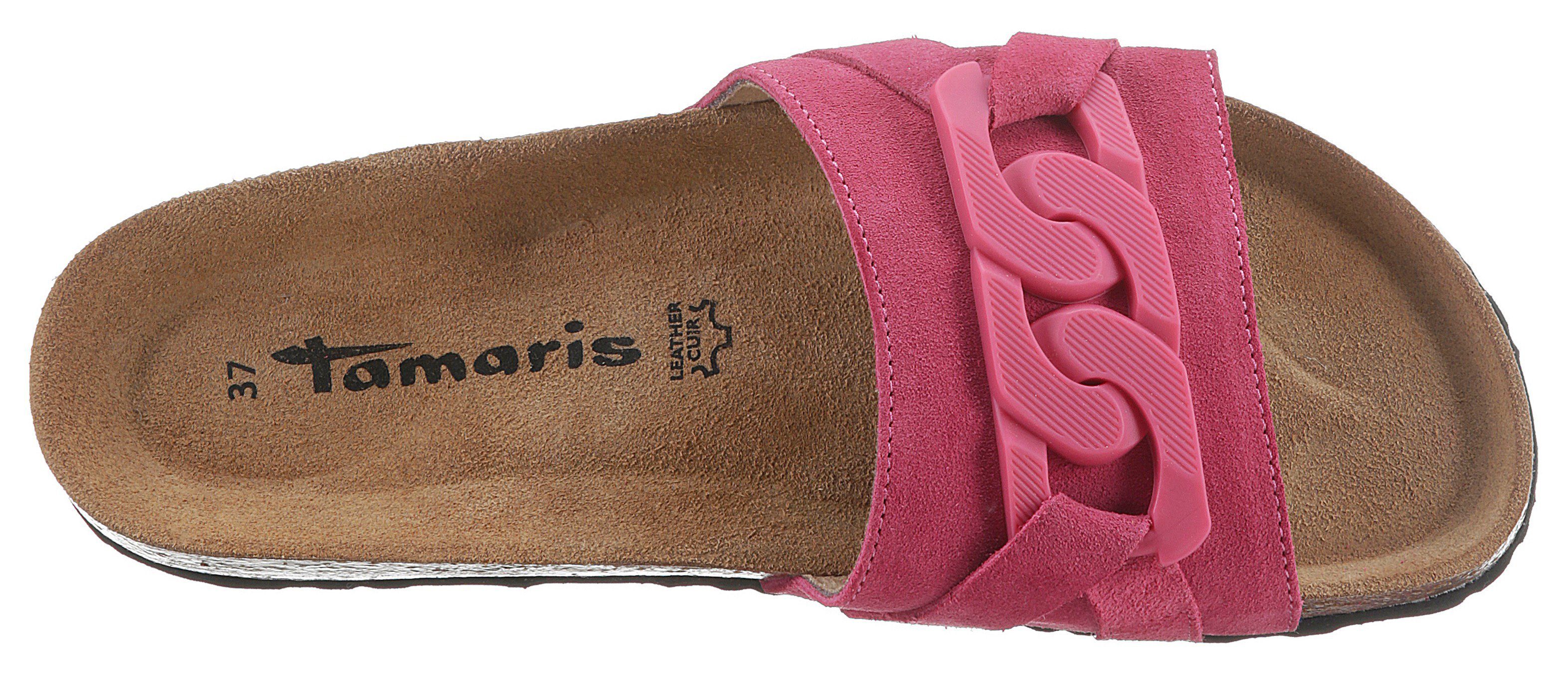 Tamaris breiter Pantolette mit pink Bandage