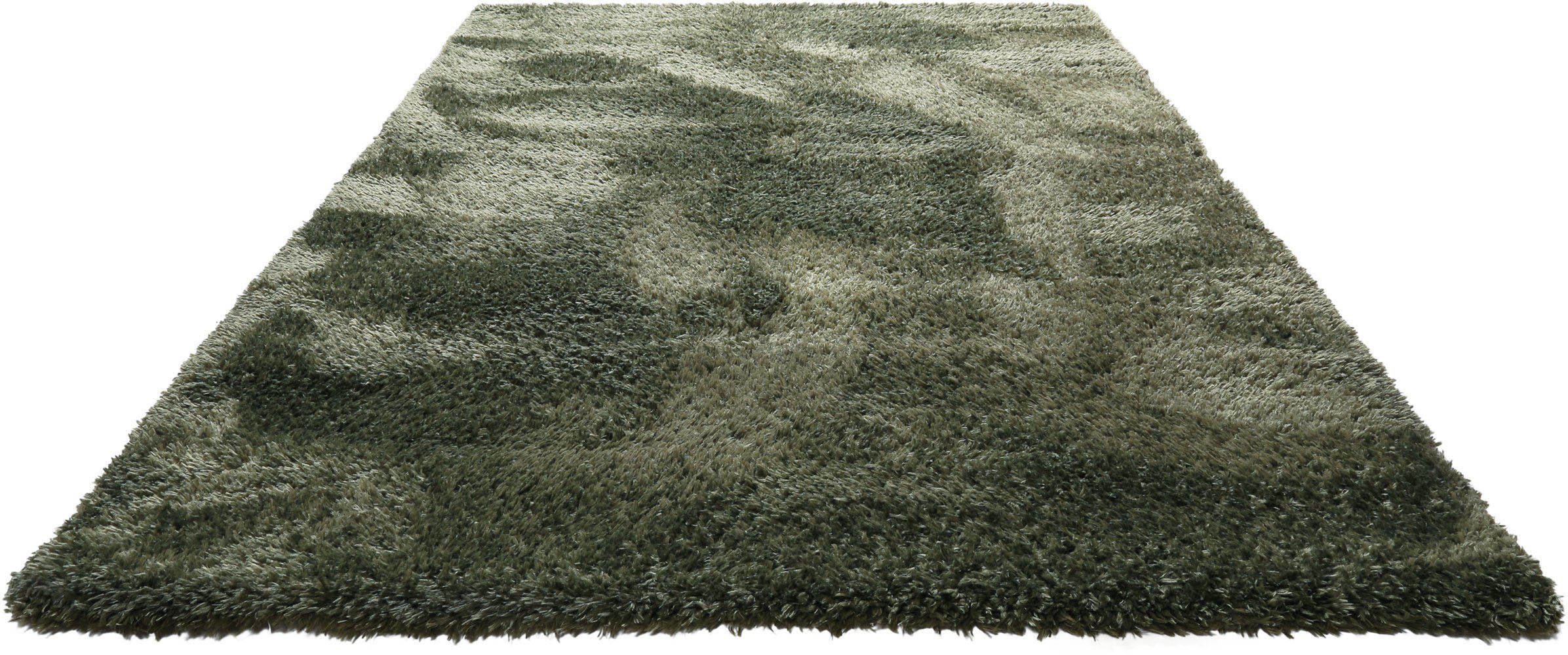 Hochflor-Teppich Langflor, Matteo nachhaltig HL-0961, grün Wohnzimmer recyceltem mm, 100% aus Homie rechteckig, 50 Shaggy, Höhe: Living, PET,