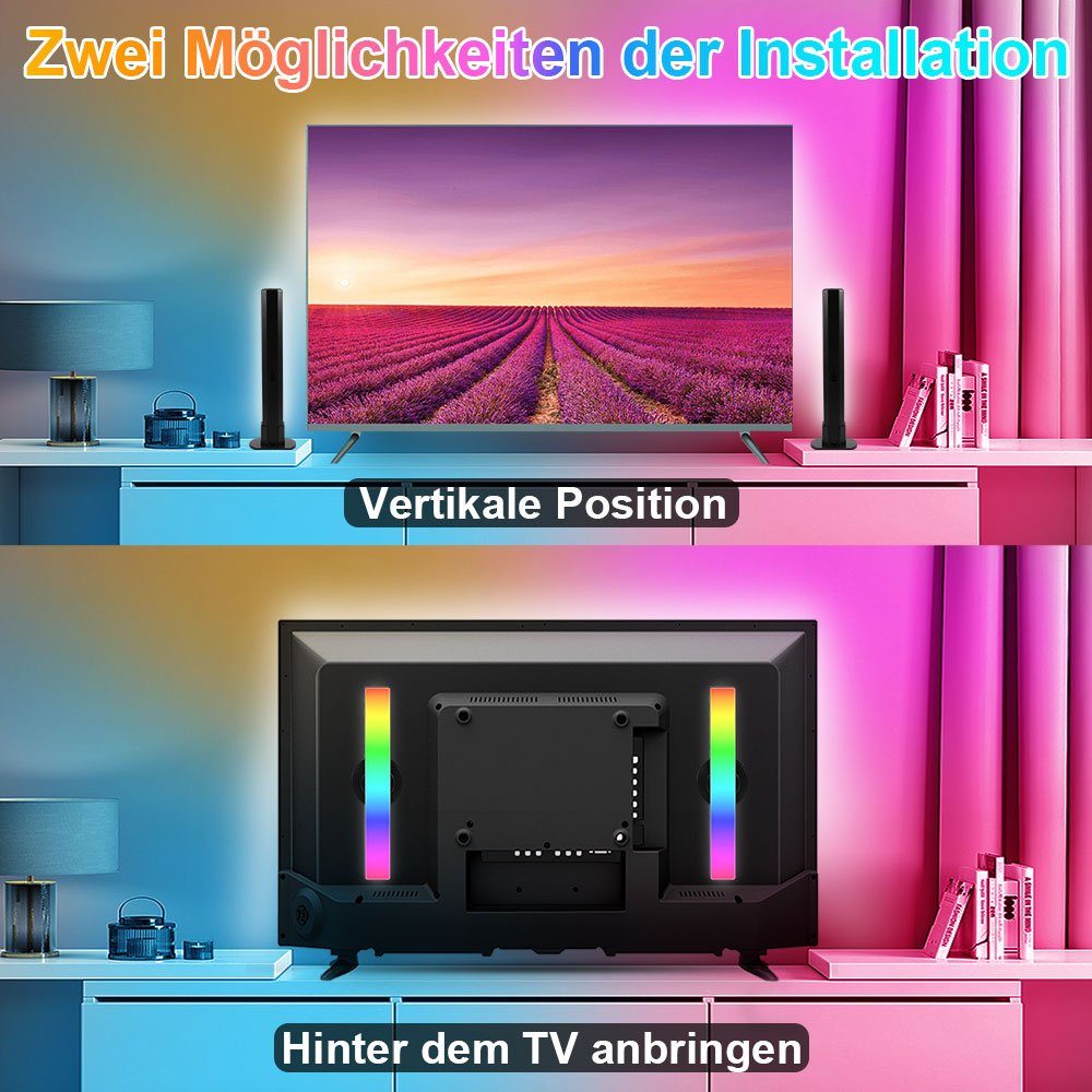 Rosnek LED TV Stripe Zimmer RGB, Musiksyn, Deko für Gaming Smart, PC APP/Fernbedienung
